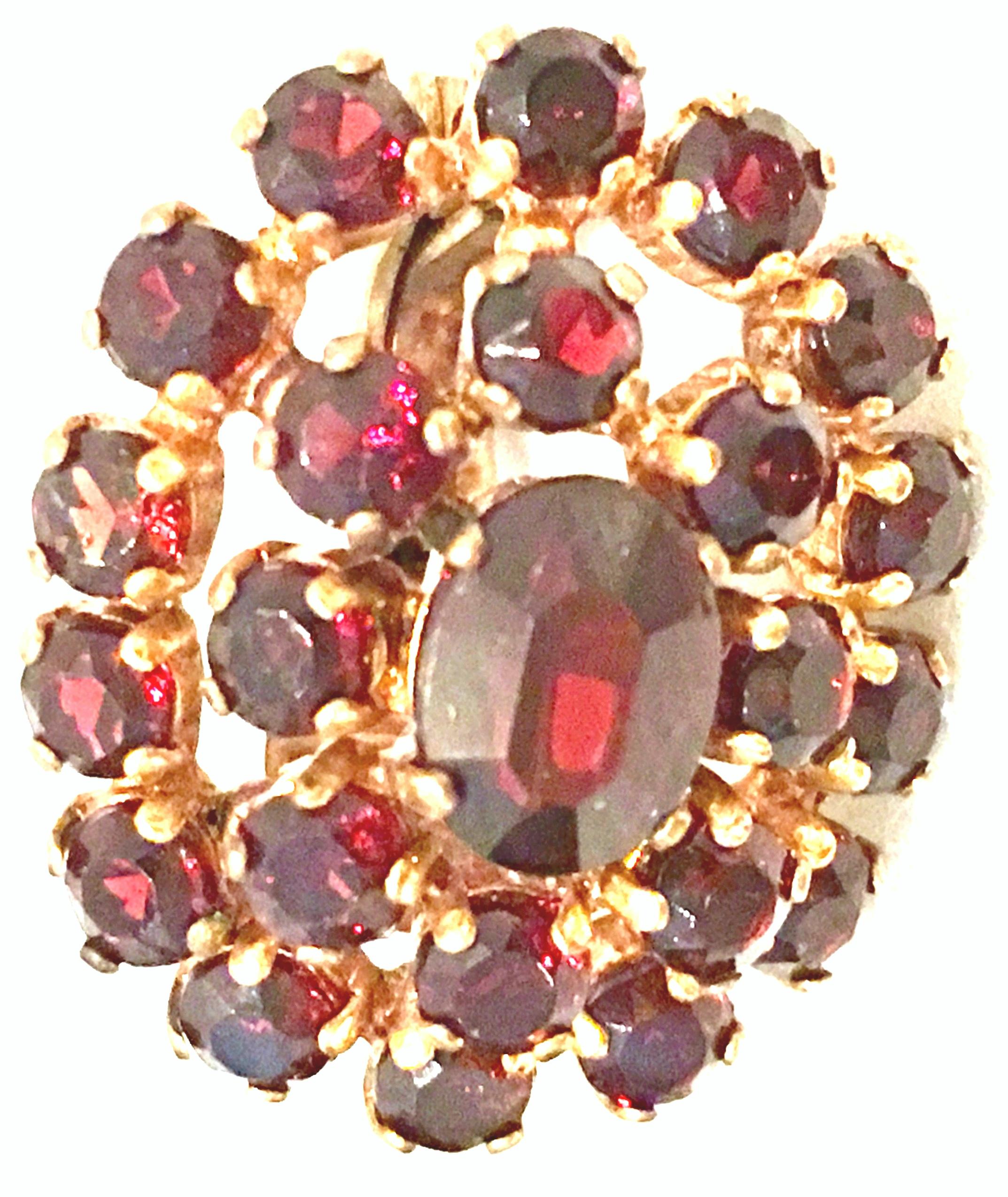 Mid-20th Century 12K Gold Plate & Authentic Rose Cut Garnet Pair Of Earrings For Sale 1