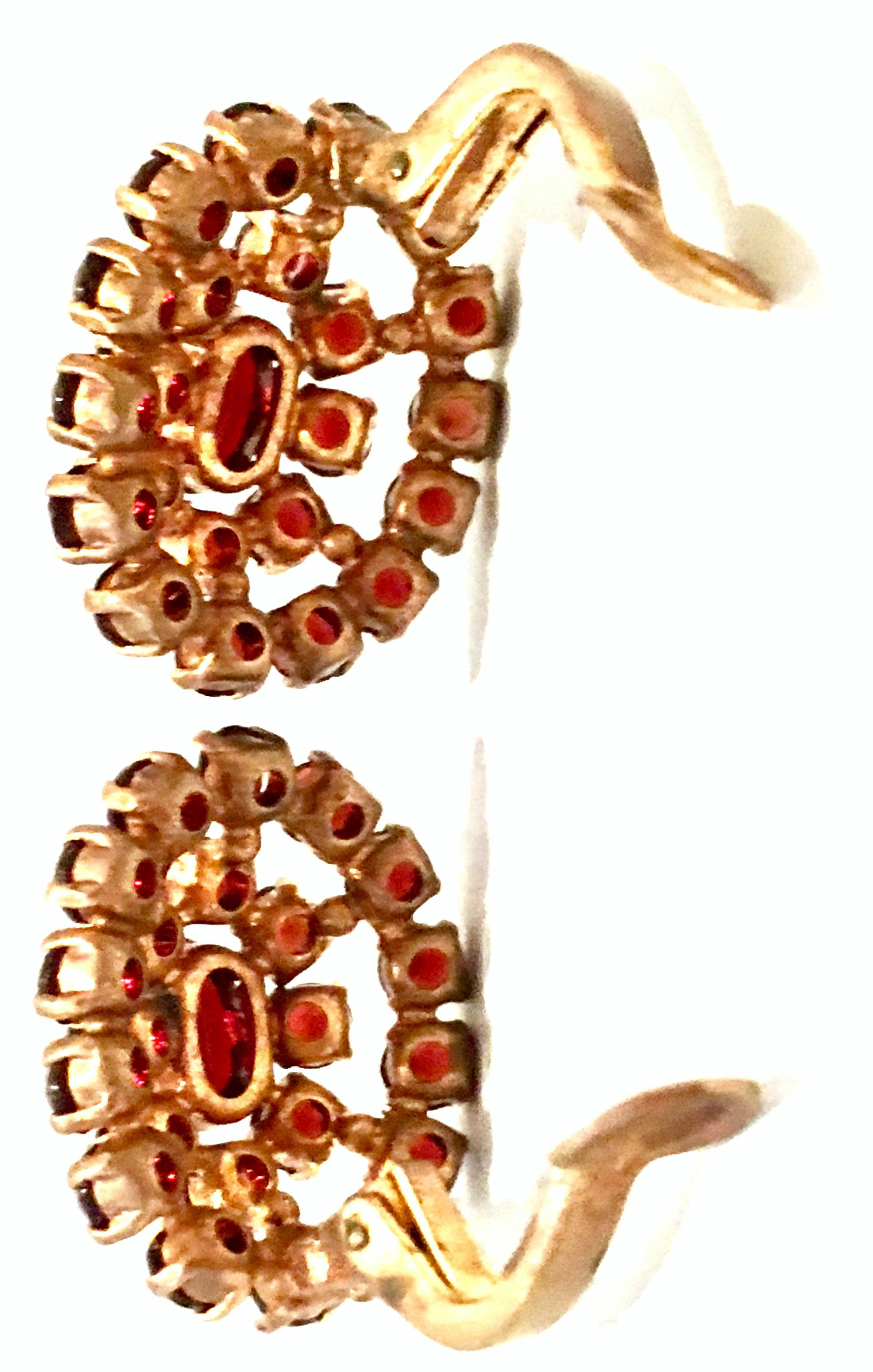 Mid-20th Century 12K Gold Plate & Authentic Rose Cut Garnet Pair Of Earrings For Sale 2
