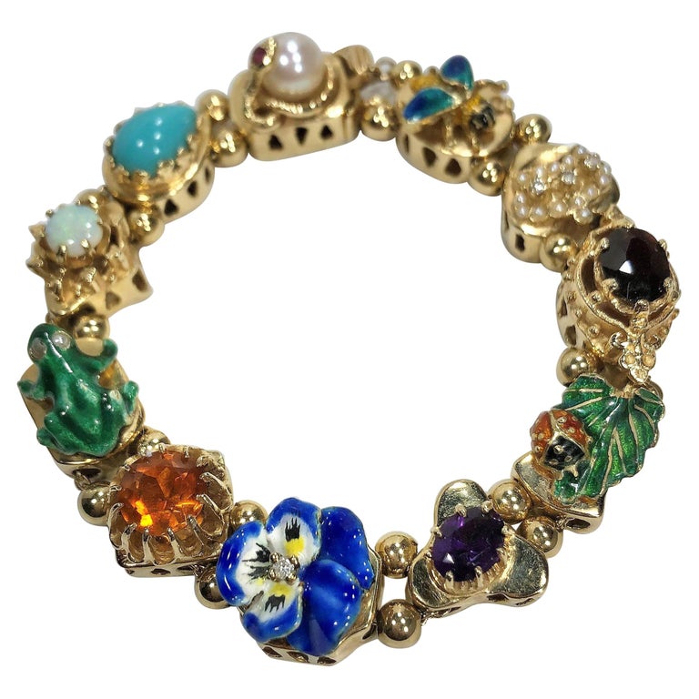 Mid20th Century 14k Gold "Victorian Tribute" Slide Bracelet at 1stDibs