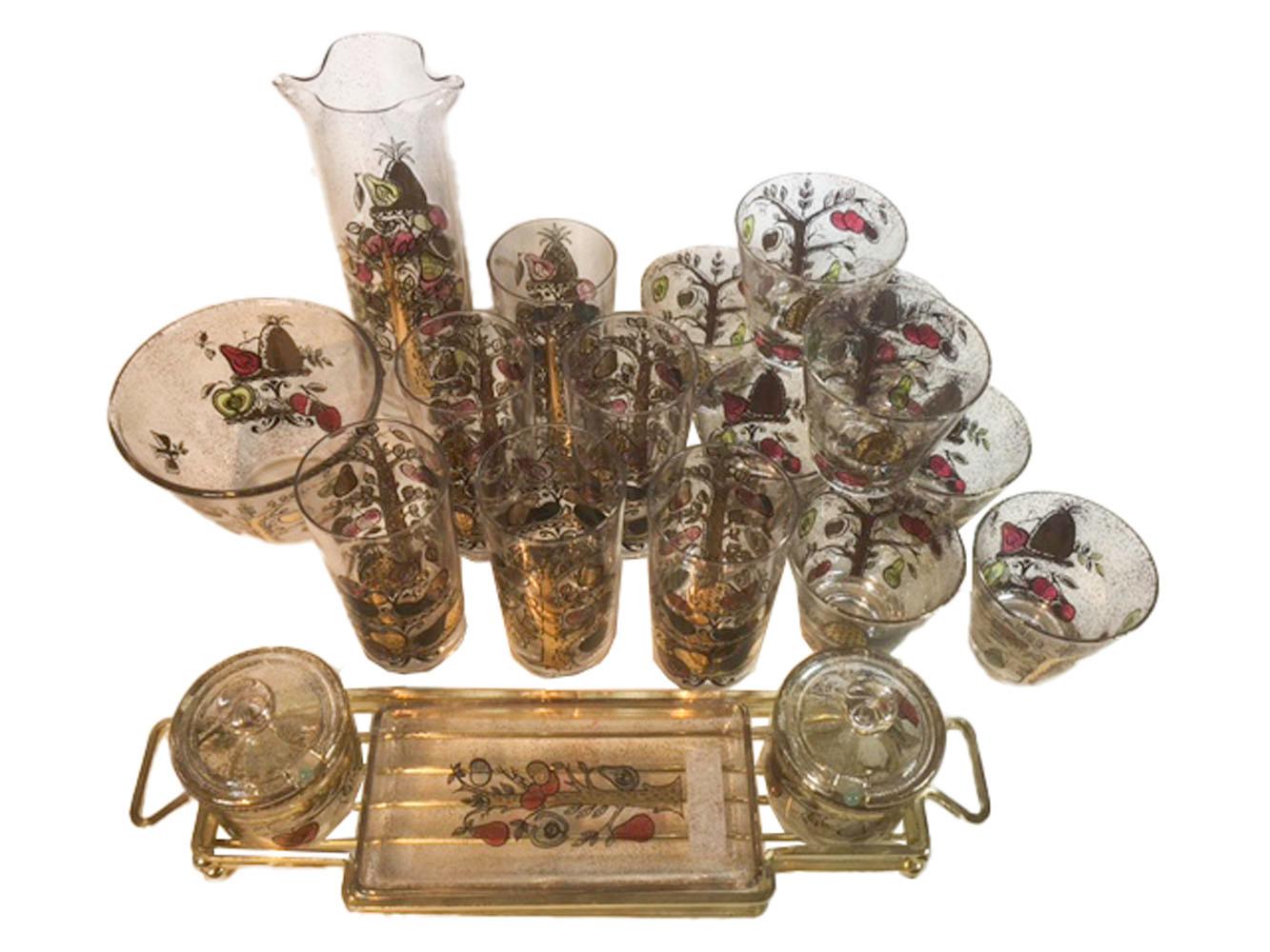 Mid-20th Century 17-Piece Cocktail / Barware Set in 'Tree of Life' Pattern For Sale 4