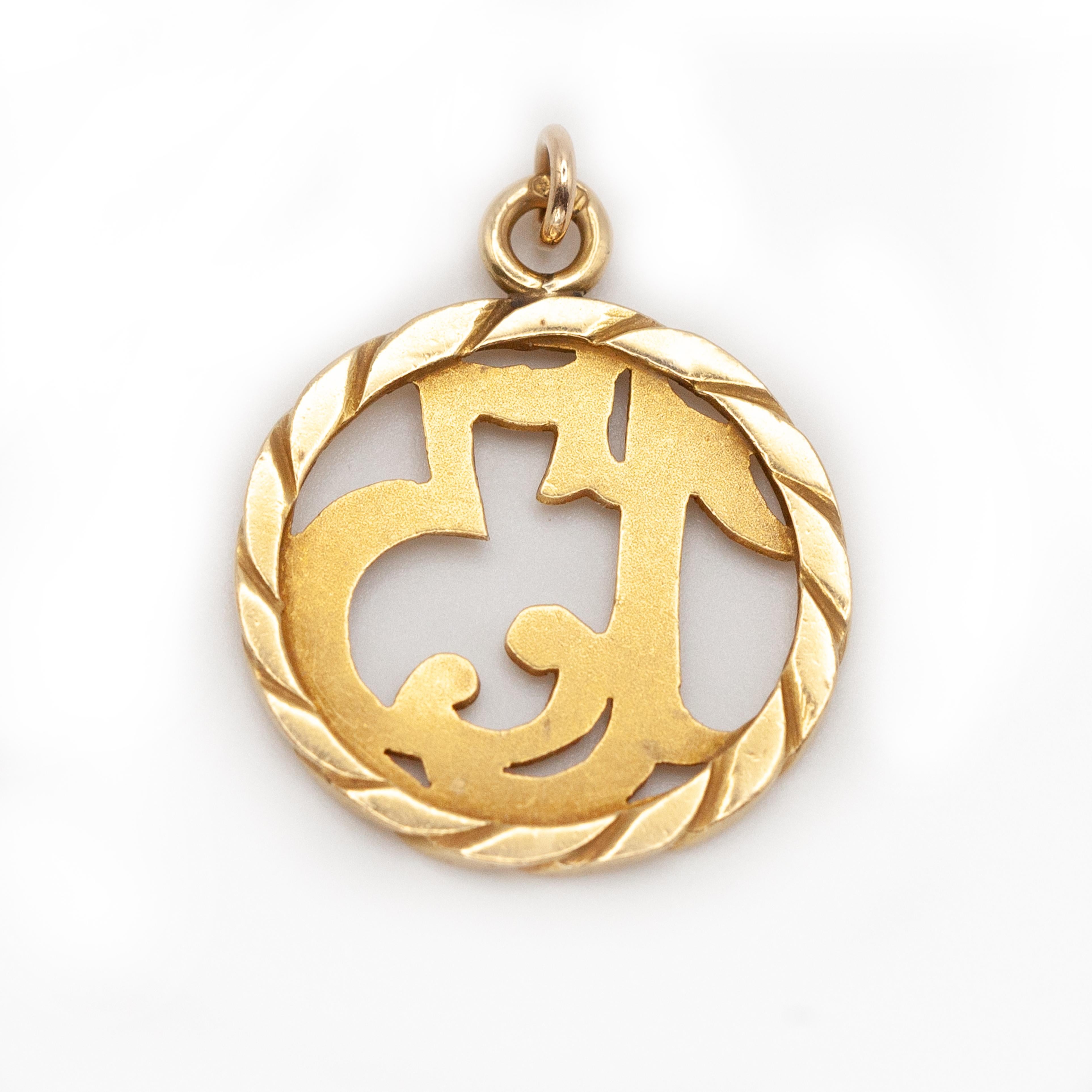 Modern Mid-20th Century 18K Gold “13” Good Luck Pendant For Sale