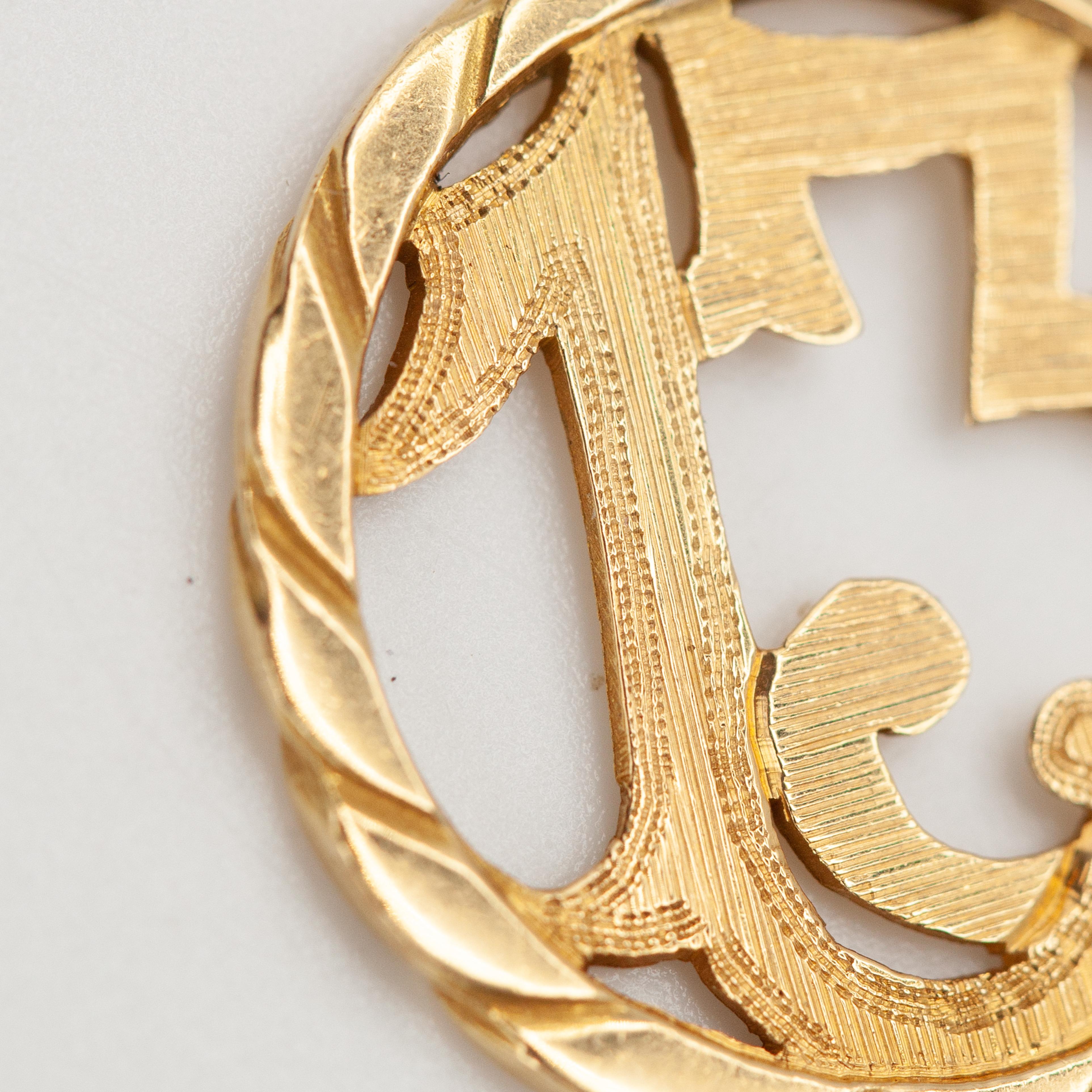 Women's or Men's Mid-20th Century 18K Gold “13” Good Luck Pendant For Sale