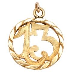 Mid-20th Century 18K Gold “13” Good Luck Pendant