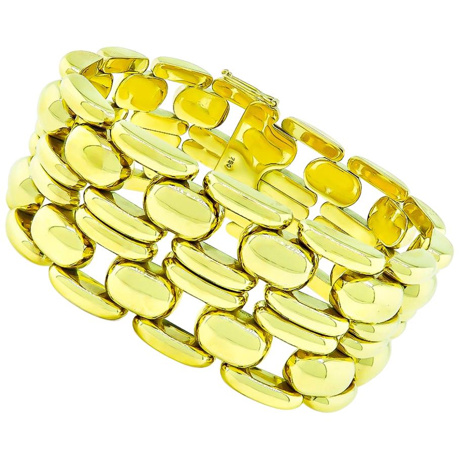 Bracelet en or jaune 18 carats du milieu du 20e siècle