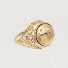 Mid 20th Century 18K YG Revolving Sphere Aries Zodiac Cocktail Ring