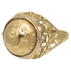 Mid 20th Century 18K YG Revolving Sphere Aries Zodiac Cocktail Ring