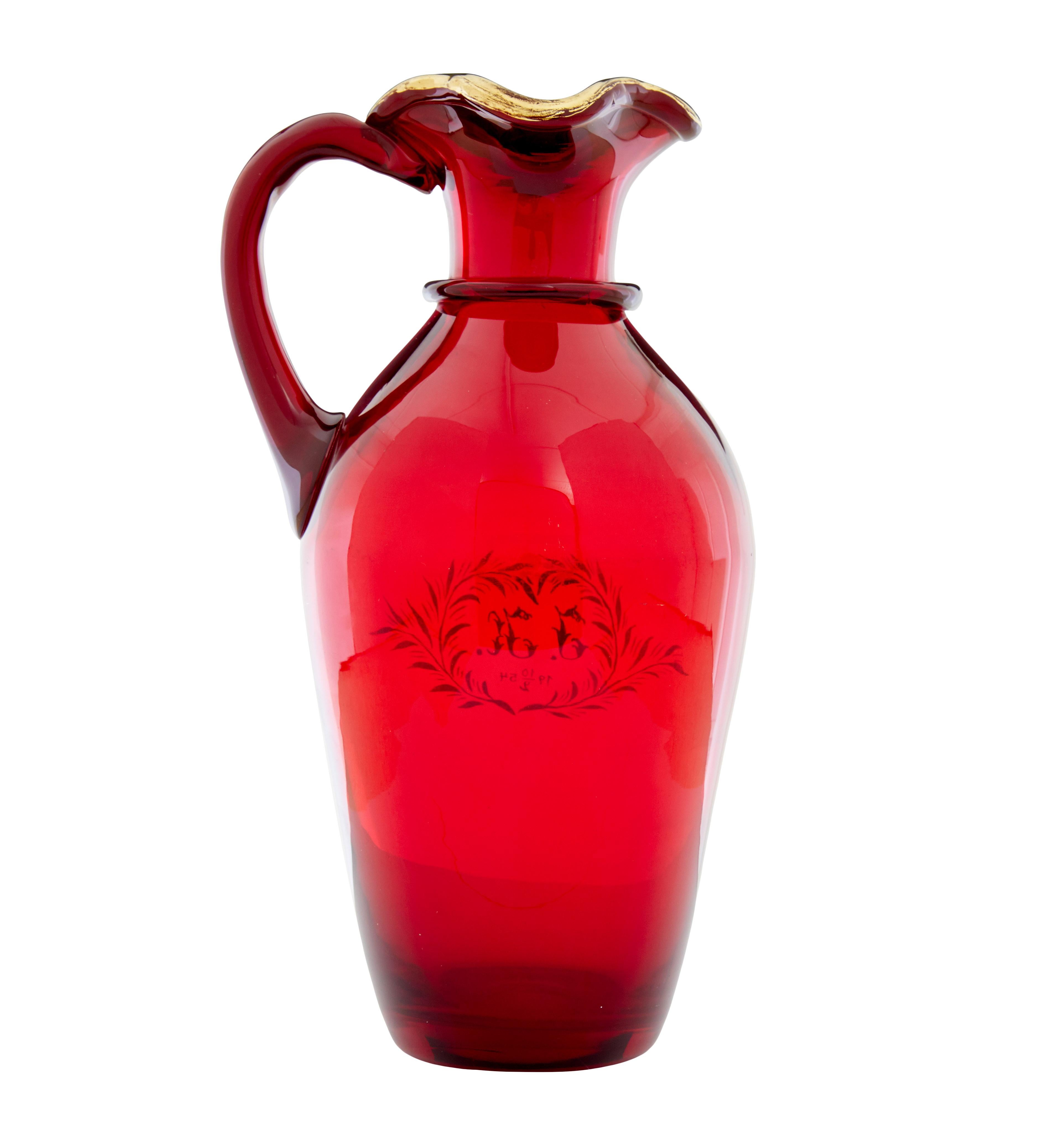 Mid-Century Modern Mid 20th century 1950’s gilt art glass jug by Monica Bratt For Sale