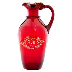 Retro Mid 20th century 1950’s gilt art glass jug by Monica Bratt