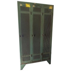 Retro Mid-20th Century 3 Person Metal Locker from a Shipyard