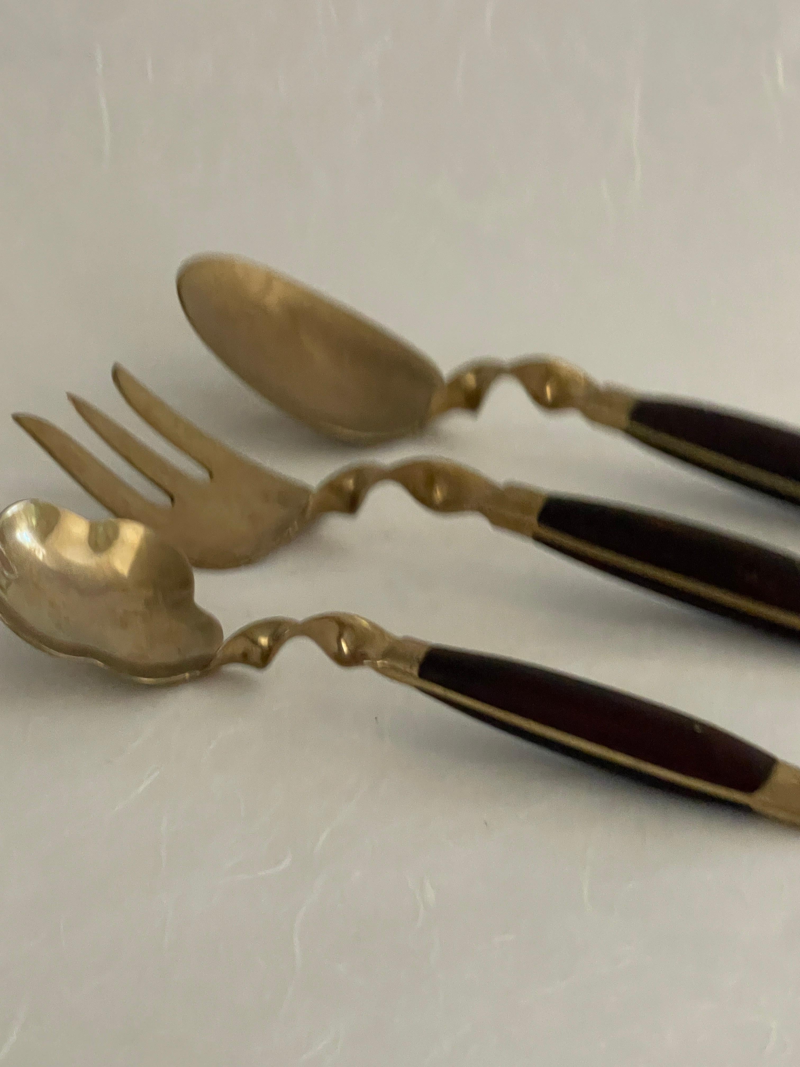 vintage brass cutlery set