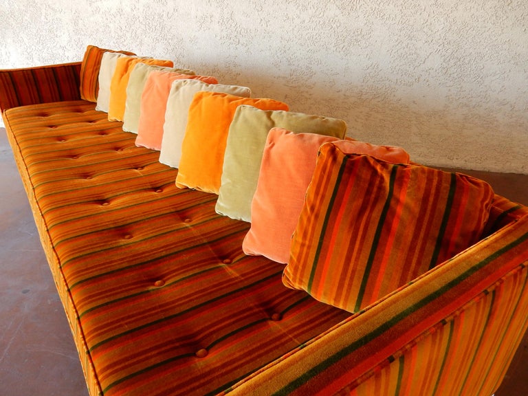 Mid20th Century Velvet Pillow Back Sofa For Sale at 1stDibs