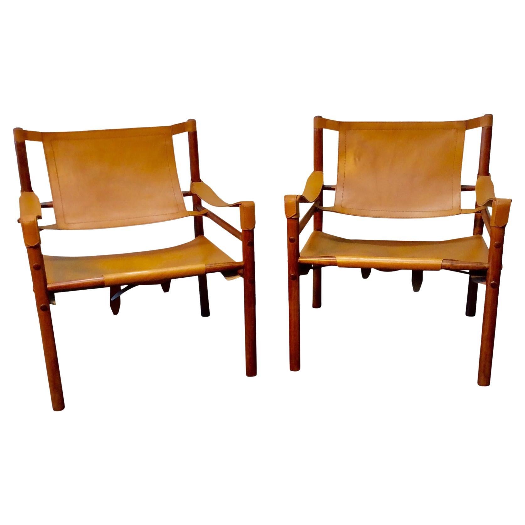 Mid-20th Century Abel Gonzalez Leather Sling Safari Chairs, a Pair