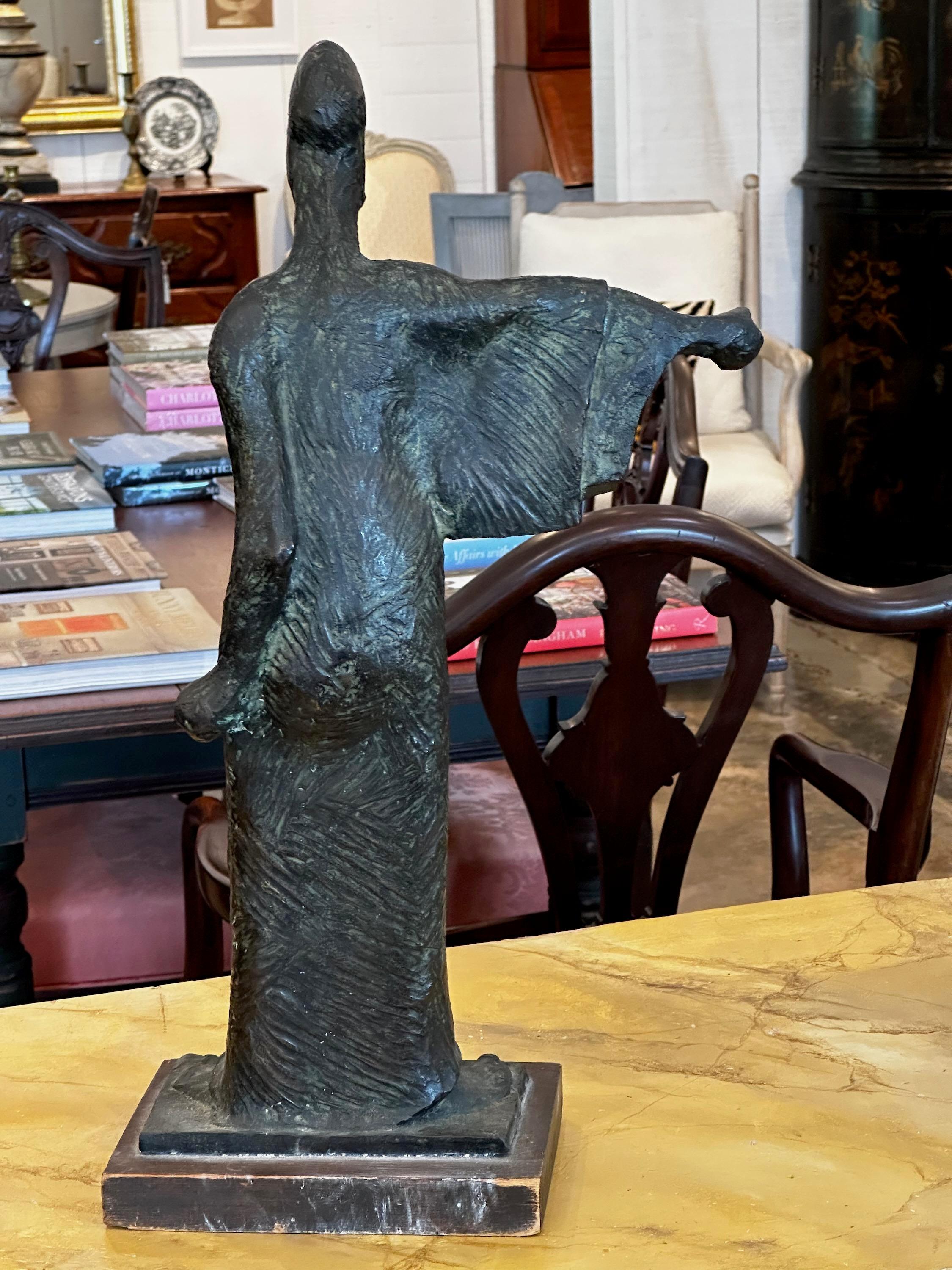 Mid 20th Century Abstract Bronze Sculpture With Kimono For Sale 1