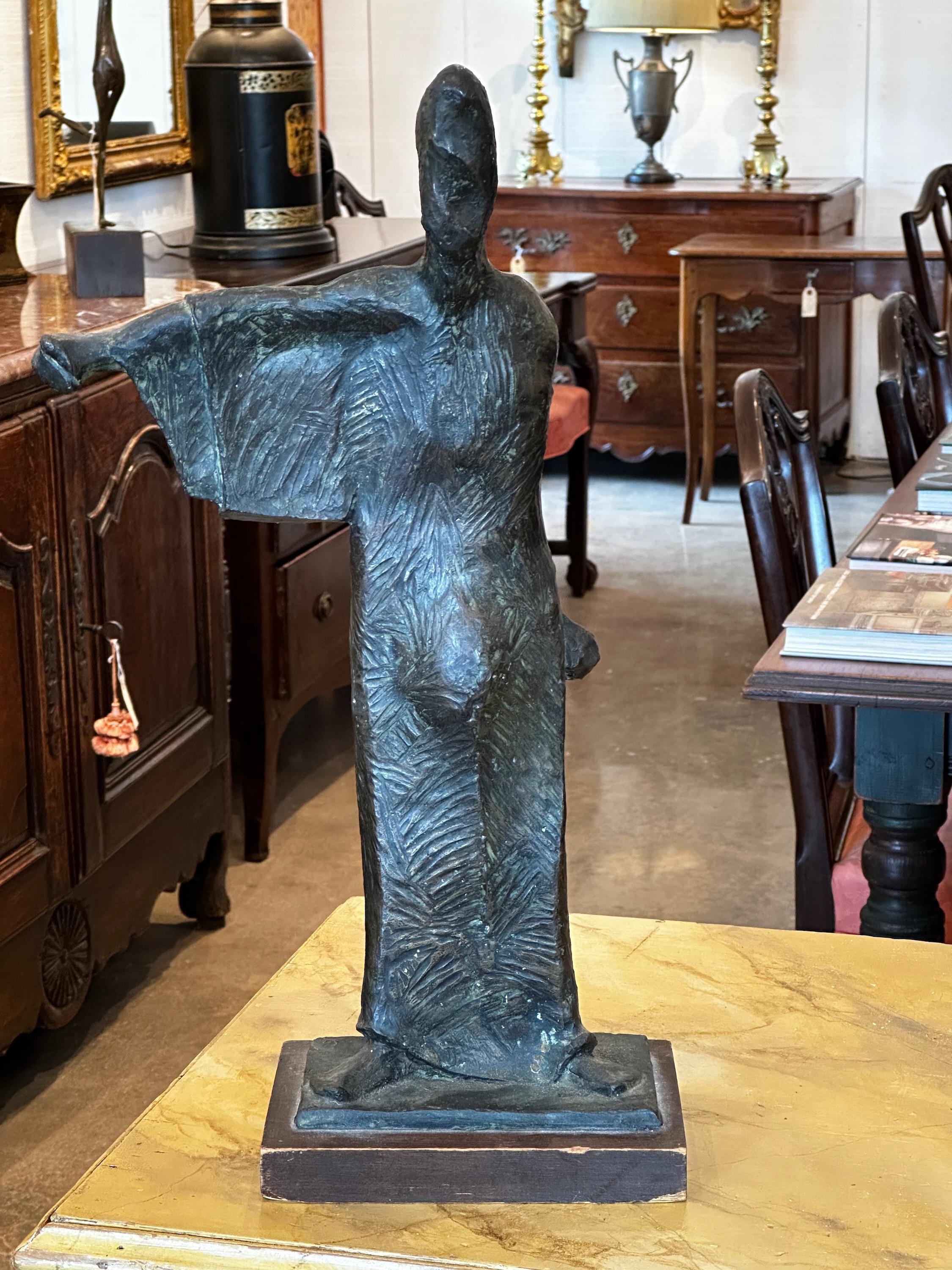 Mid 20th Century Abstract Bronze Sculpture With Kimono For Sale 2