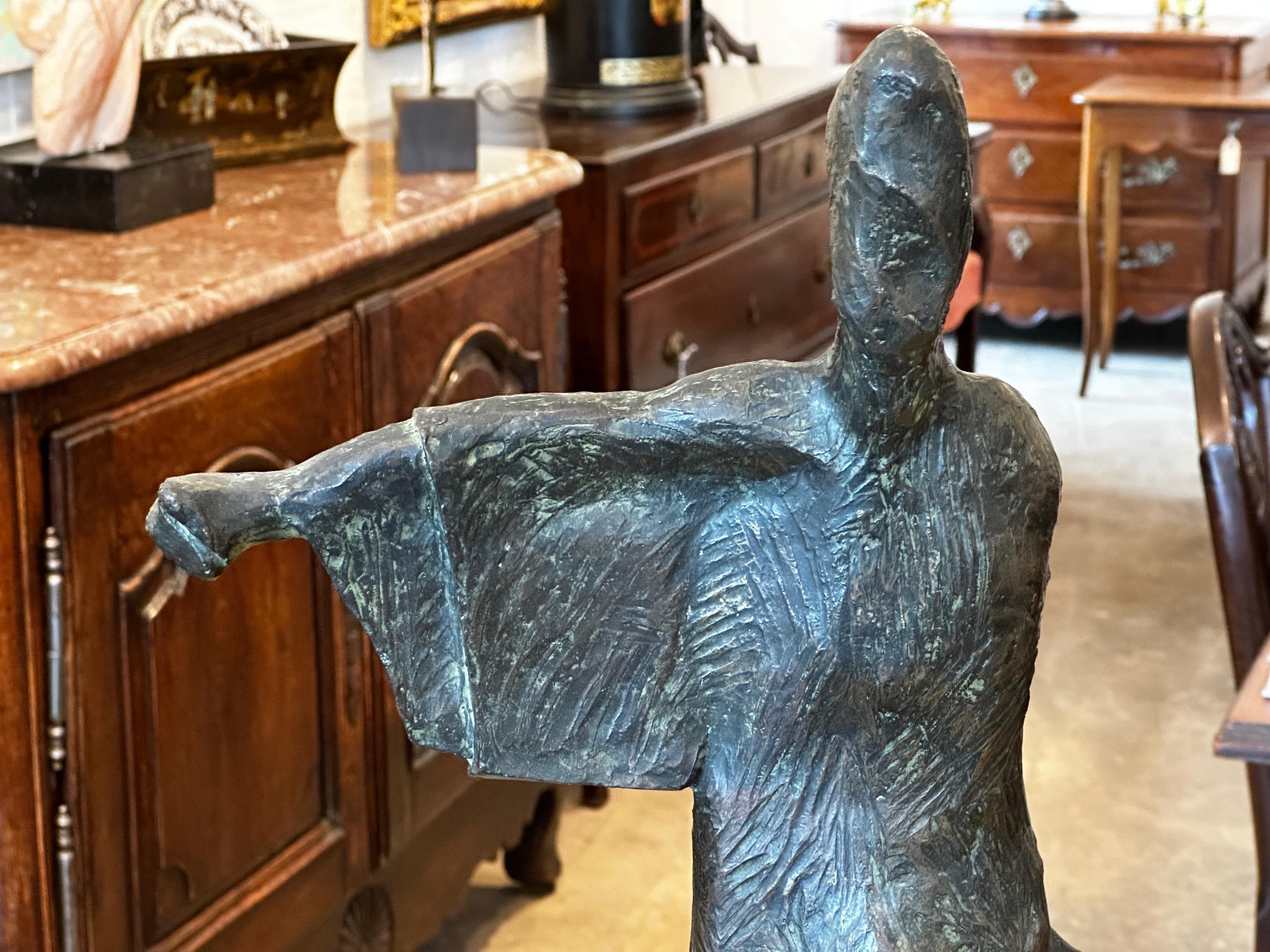 Mid 20th Century Abstract Bronze Sculpture With Kimono For Sale at 1stDibs