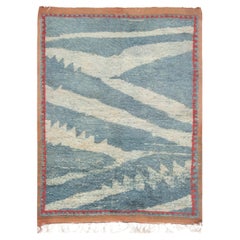 Mid Century Abstract Moroccan Blue Handmade Rug by Doris Leslie Blau