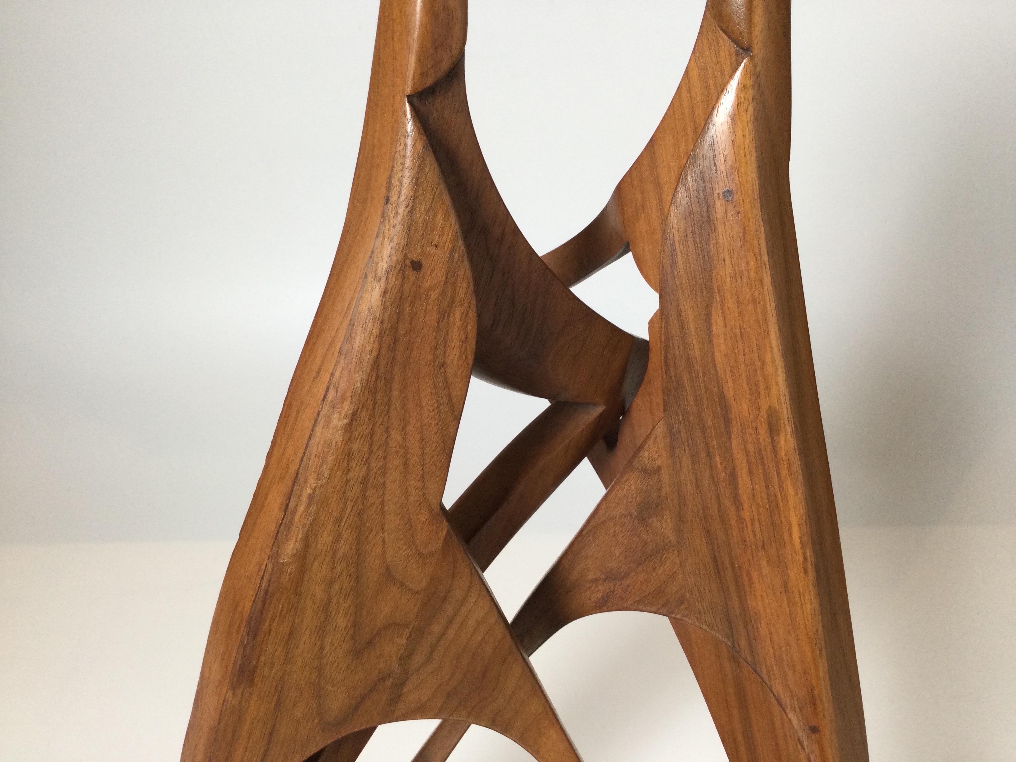 Mid 20th Century Abstract Teak Wood Sculpture 