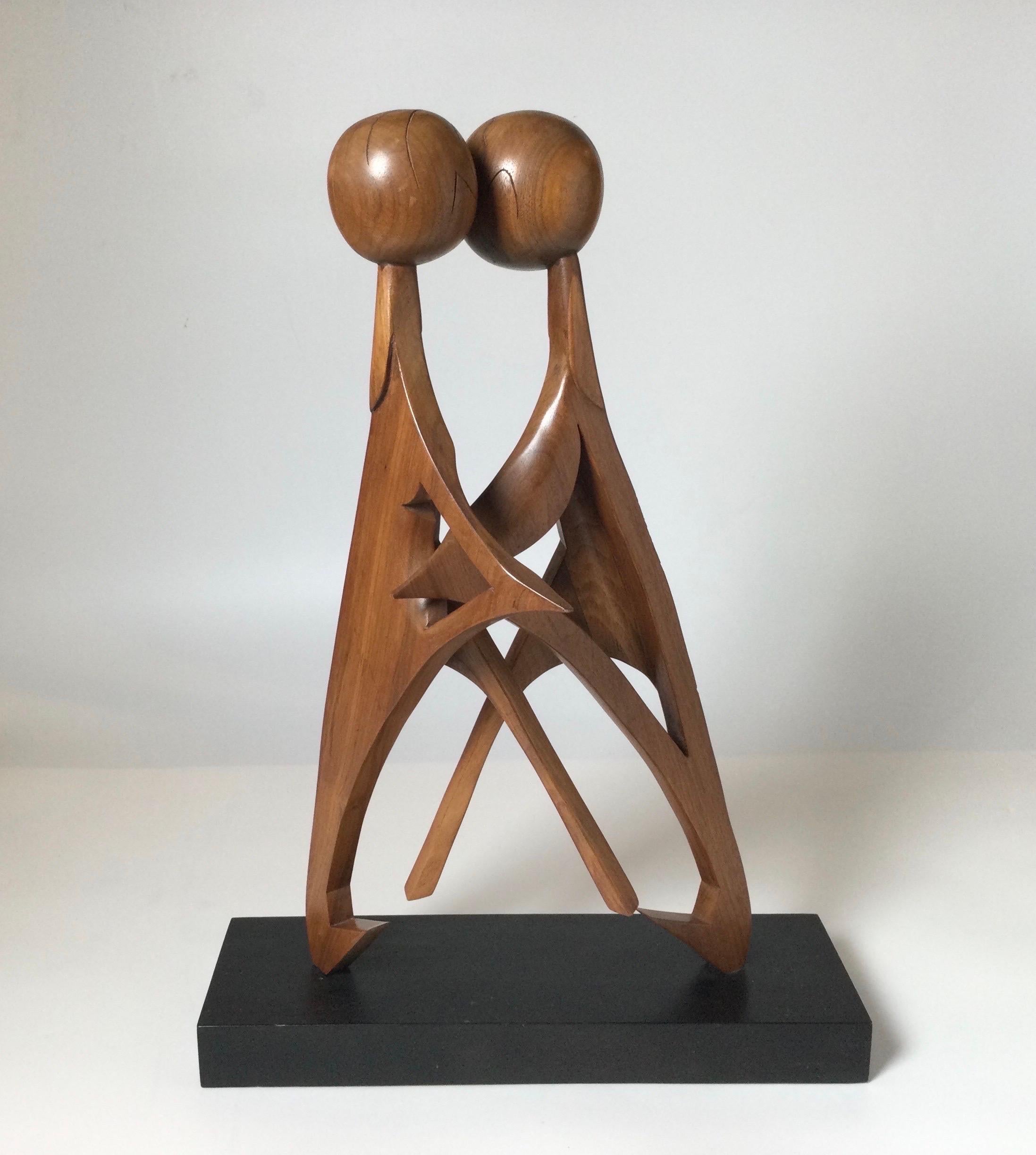 Mid 20th Century Abstract Teak Wood Sculpture 