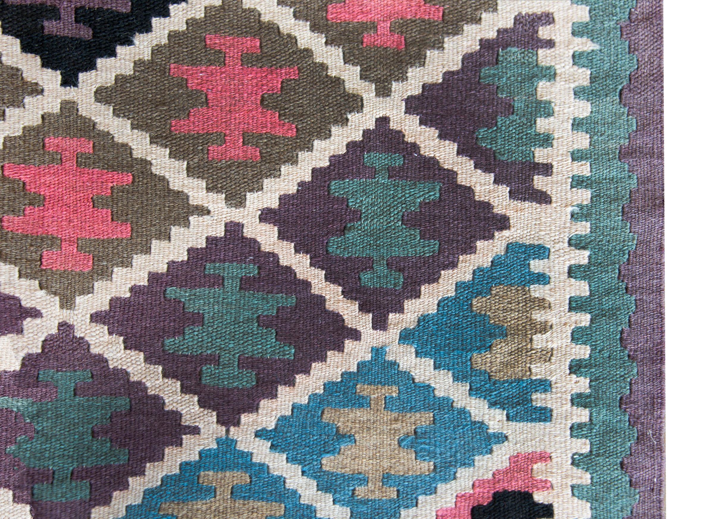 Wool Mid-20th Century Afghani Kilim Rug For Sale