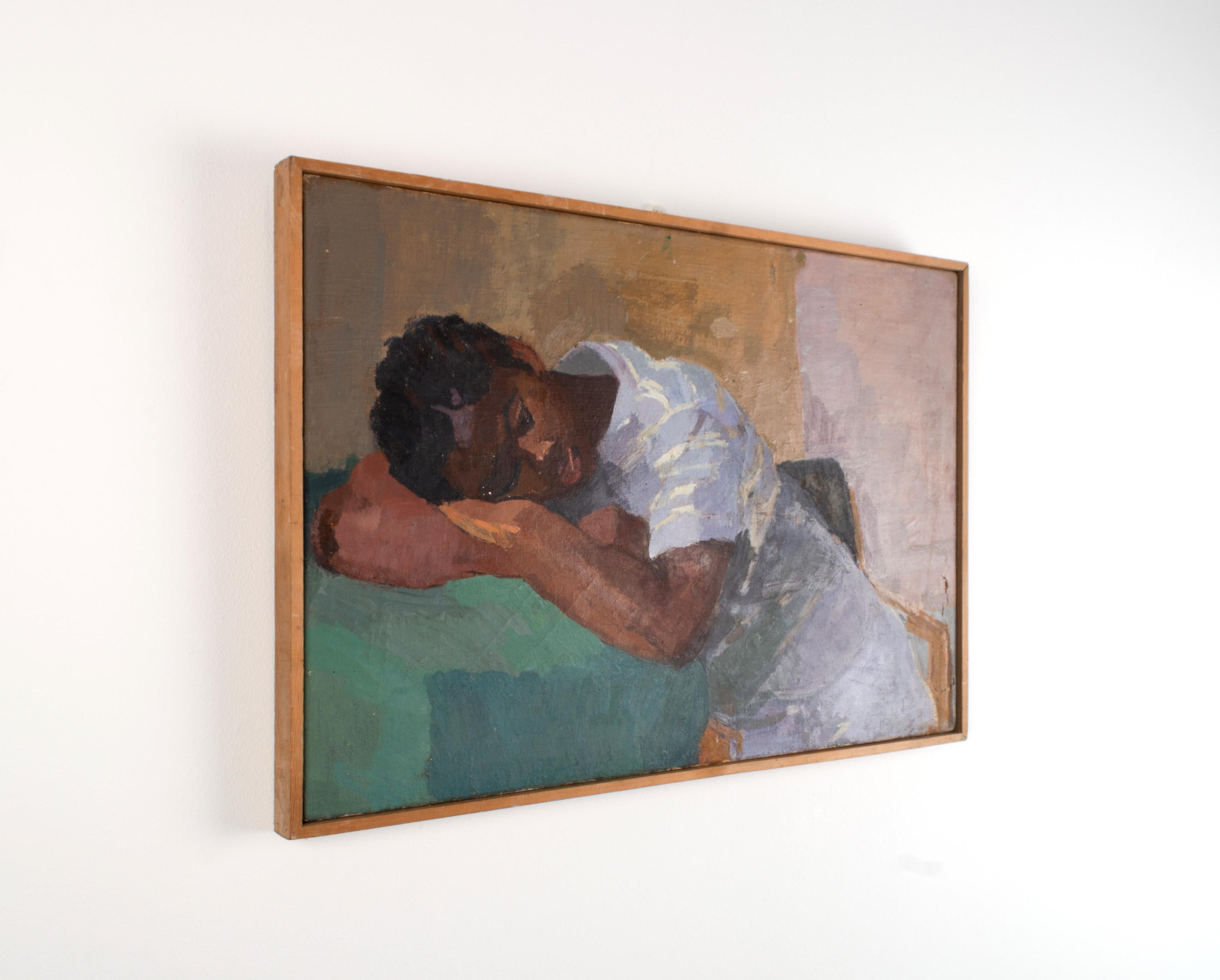 Mid 20th Century African American Art '' A peaceful Moment