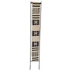 Mid-20th Century African Hand-Woven Indigo Tapestry in Custom Wrought Iron Frame