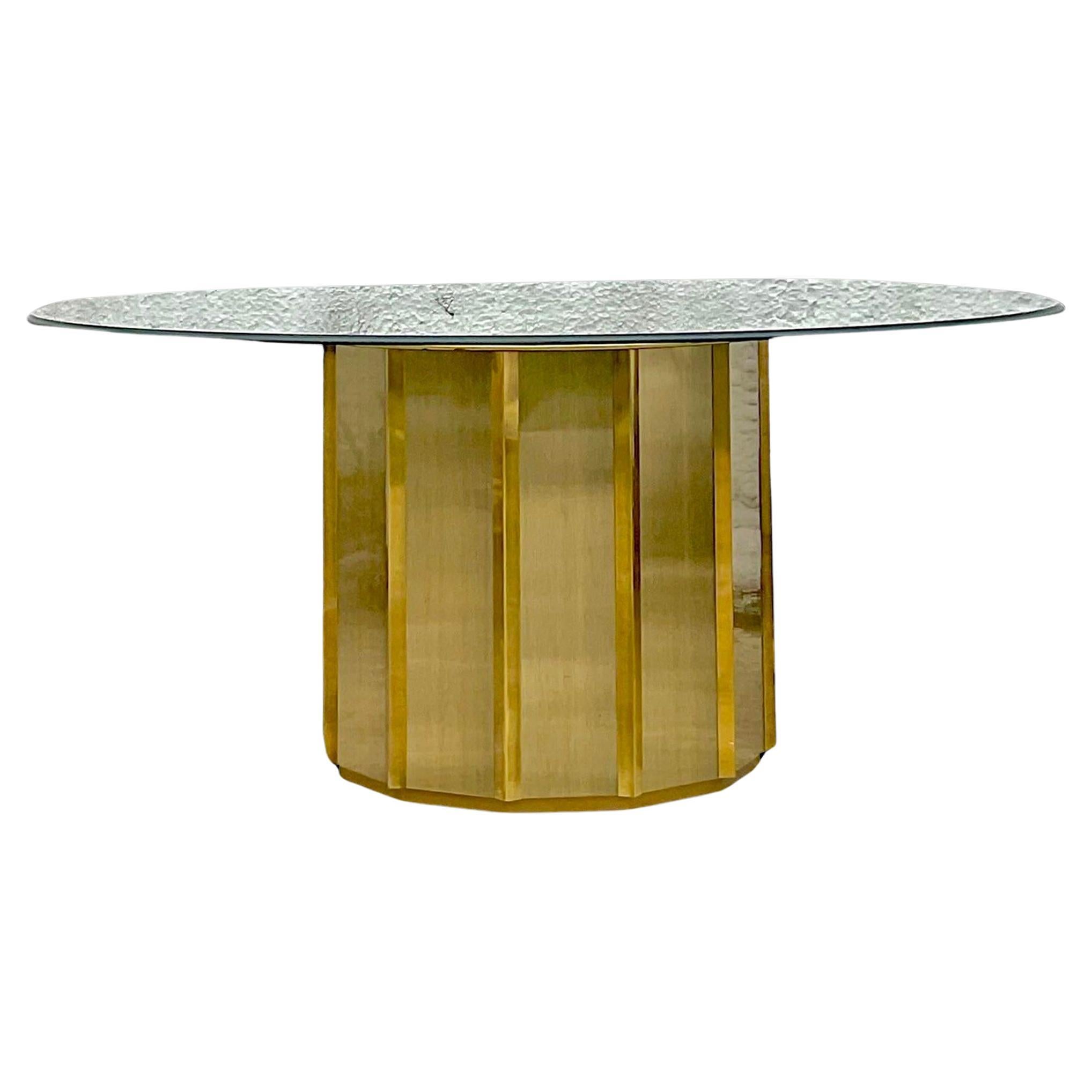 Mid 20th Century After Bernard Rohne for Mastercraft Faceted Dining Table For Sale