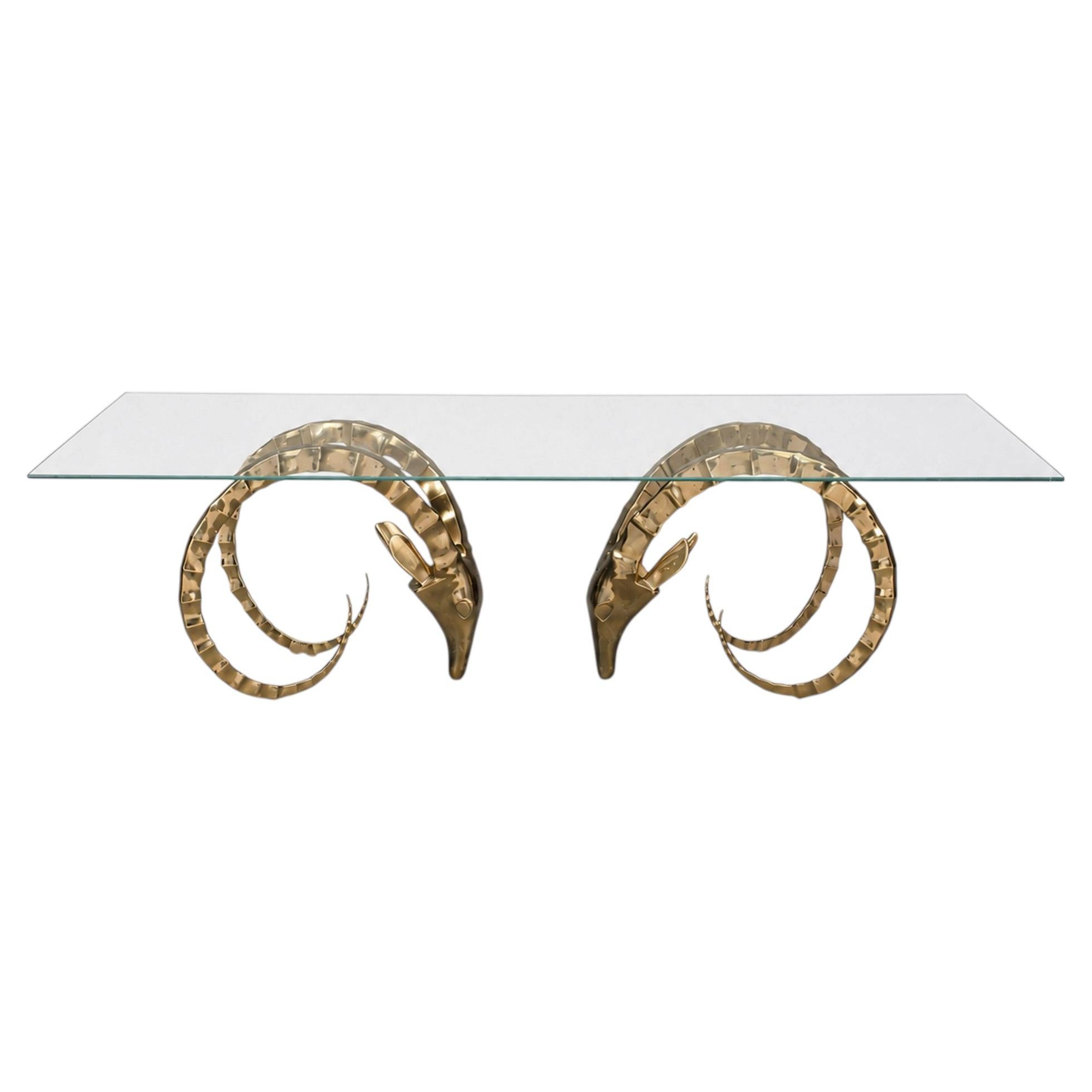 ALAIN CHERVET 希少 ヴィンテージ ラムヘッド ガラステーブル Alain Chervet Ibex - 18 For Sale on 1stDibs | ibex table, ibex