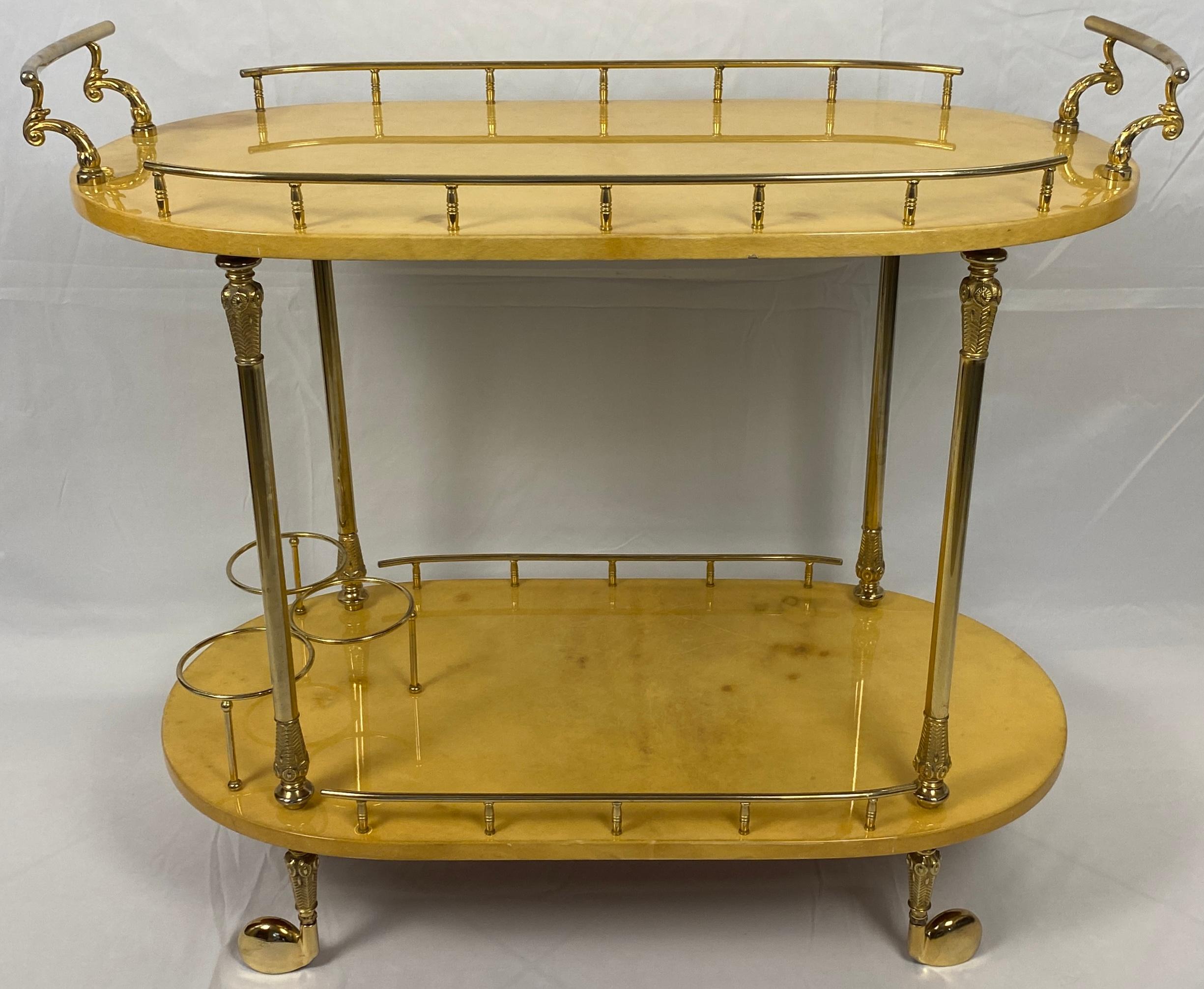 Aldo Tura Bar Cart or Mid-20th Century Bar Cart In Good Condition For Sale In Miami, FL
