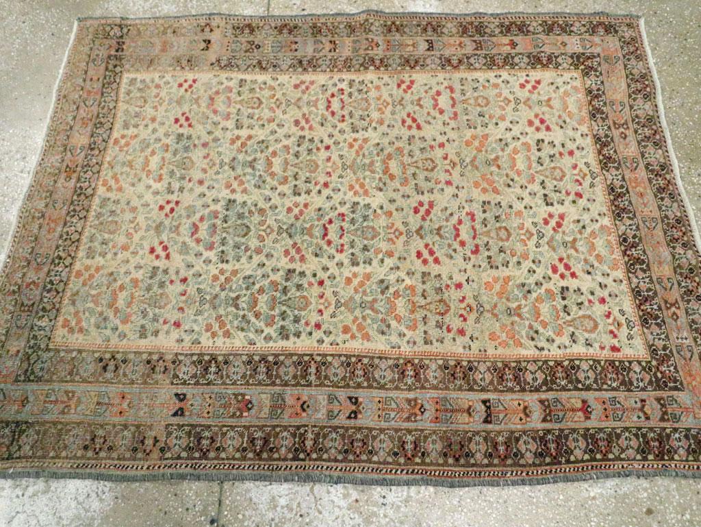 Wool Early 20th Century Handmade Persian Afshar Throw Rug For Sale