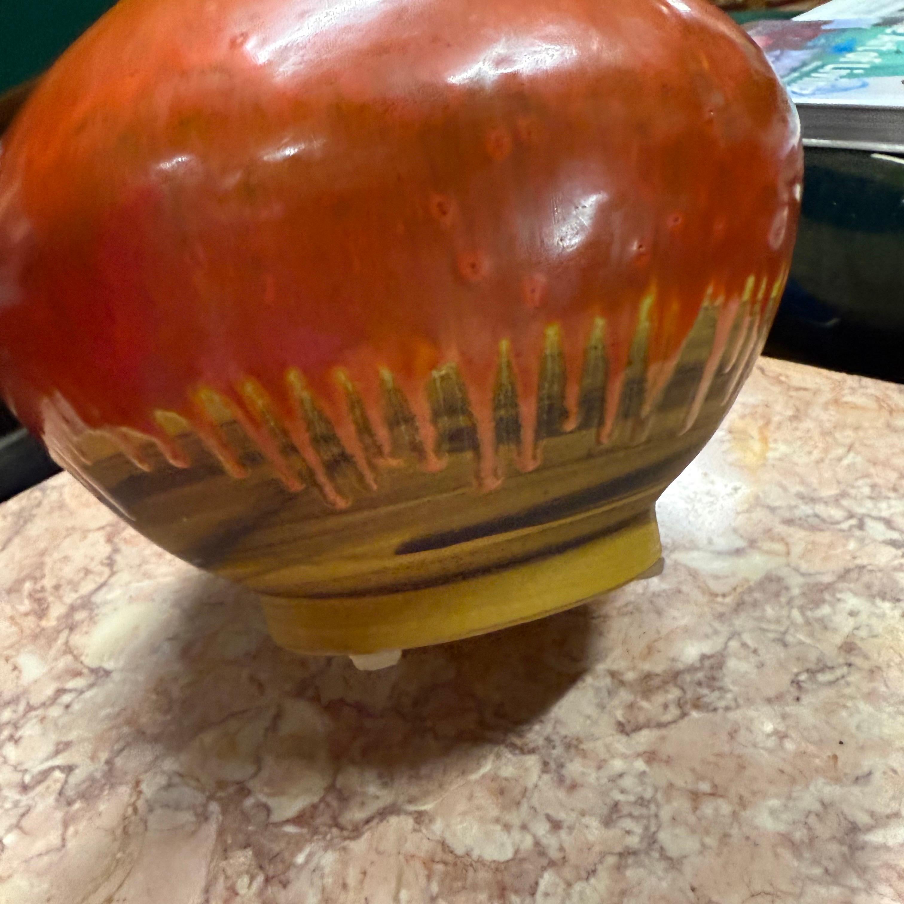 Mid 20th Century Alvino Bagni for Raymor Attributed Vase, Orange, Red & Yellow For Sale 4