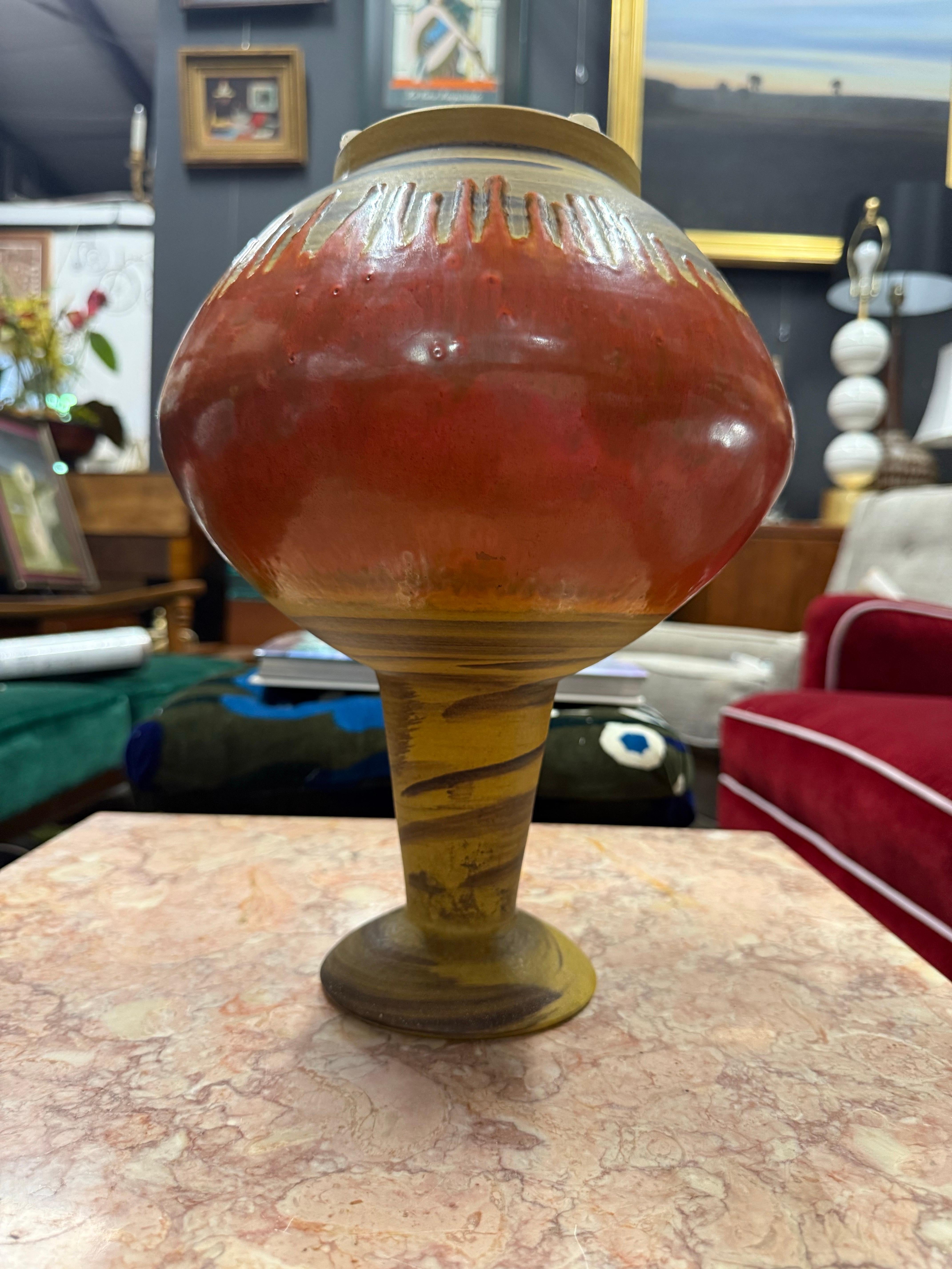 Mid 20th Century Alvino Bagni for Raymor Attributed Vase, Orange, Red & Yellow For Sale 5
