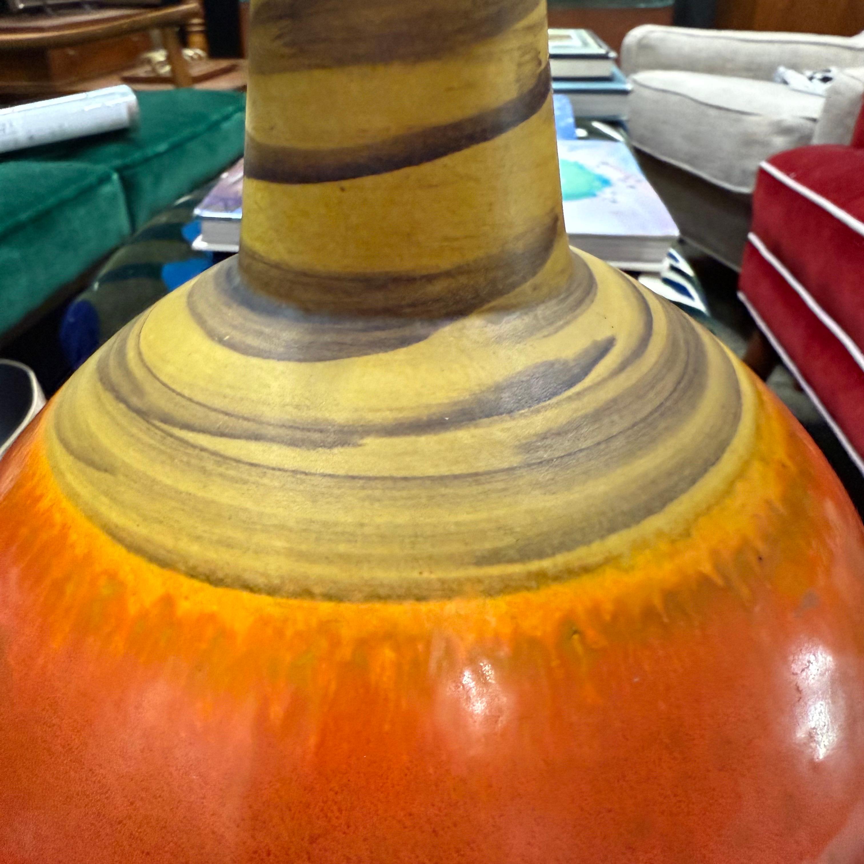 Mid 20th Century Alvino Bagni for Raymor Attributed Vase, Orange, Red & Yellow For Sale 1