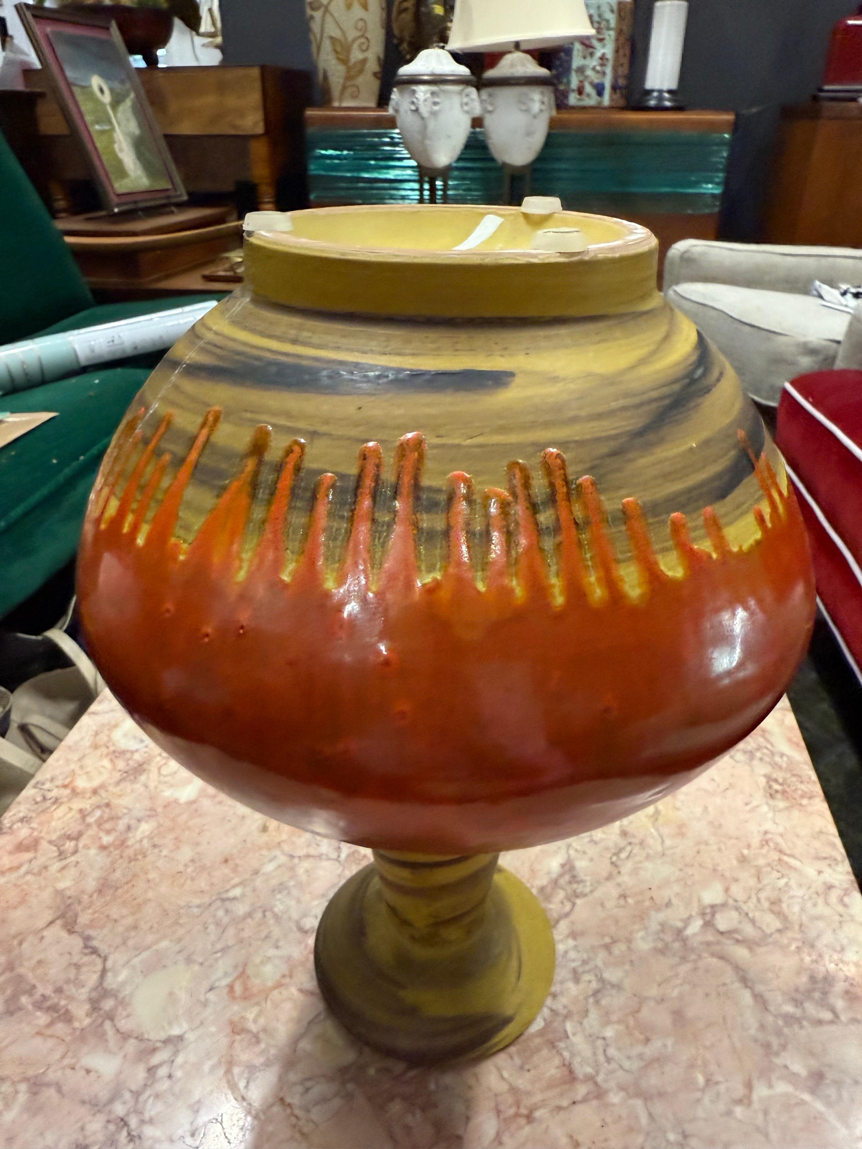 Mid 20th Century Alvino Bagni for Raymor Attributed Vase, Orange, Red & Yellow For Sale 3