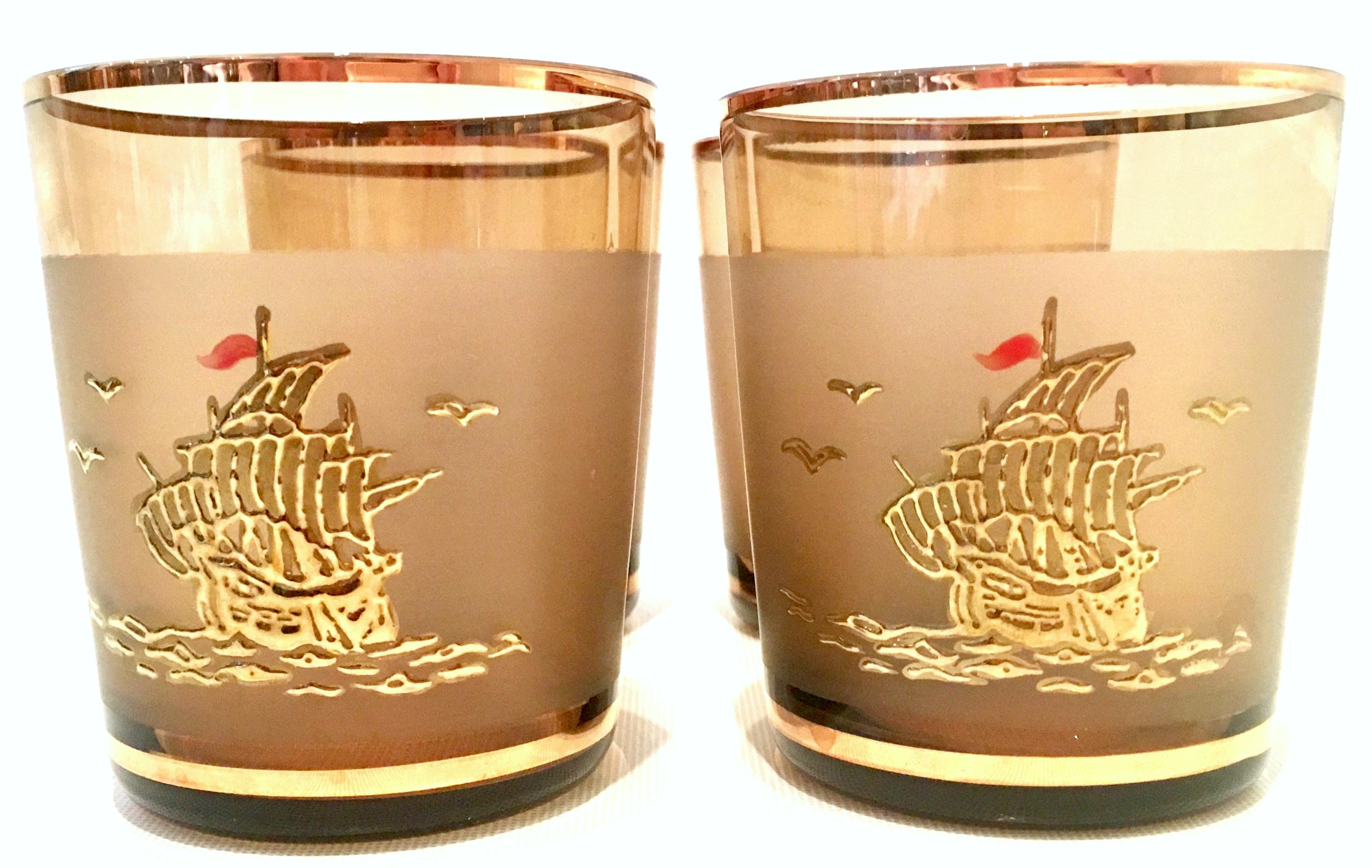 20th Century Blown Glass & Gilt Brass Nautical Musical Drinks, S/10 10