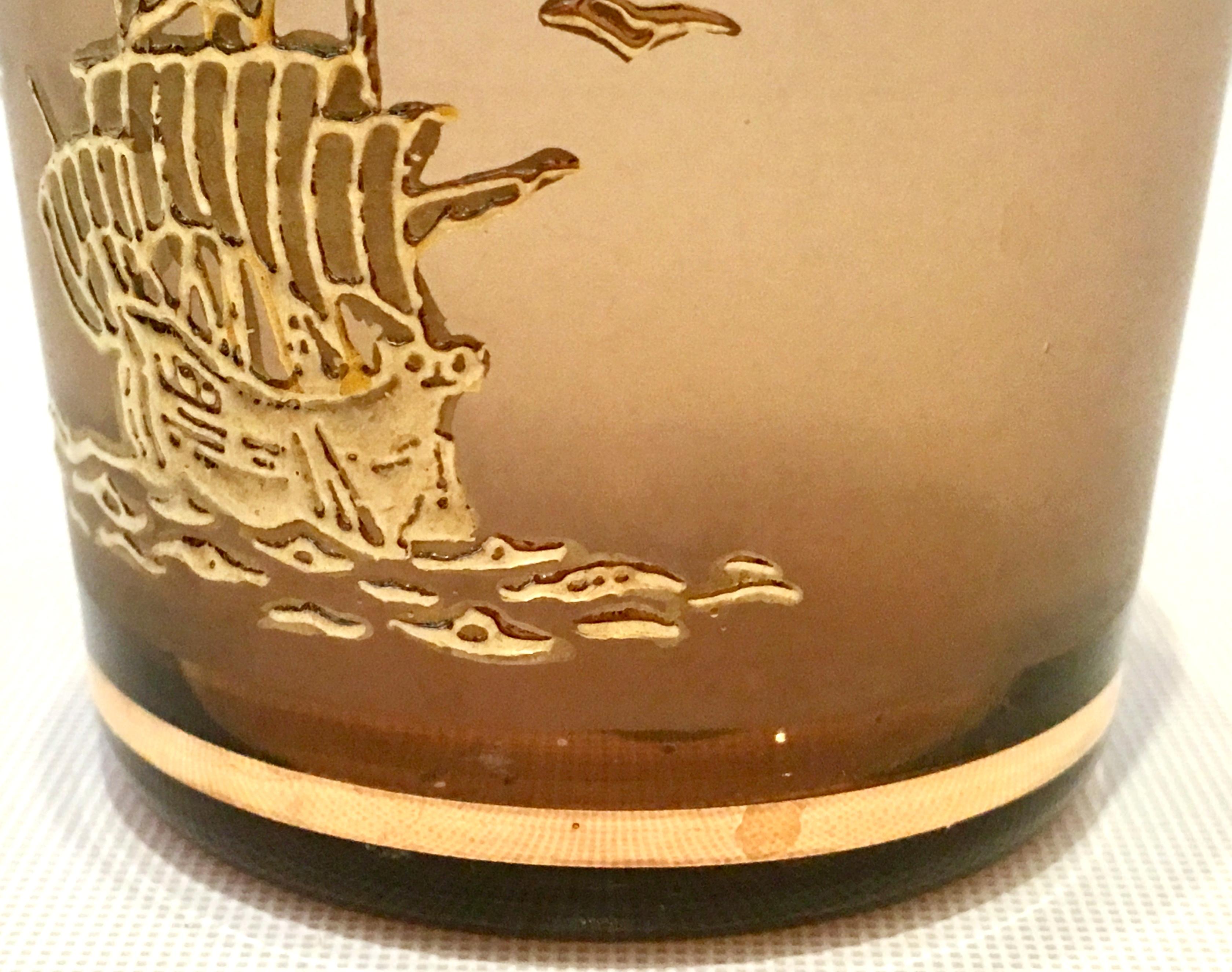 20th Century Blown Glass & Gilt Brass Nautical Musical Drinks, S/10 13