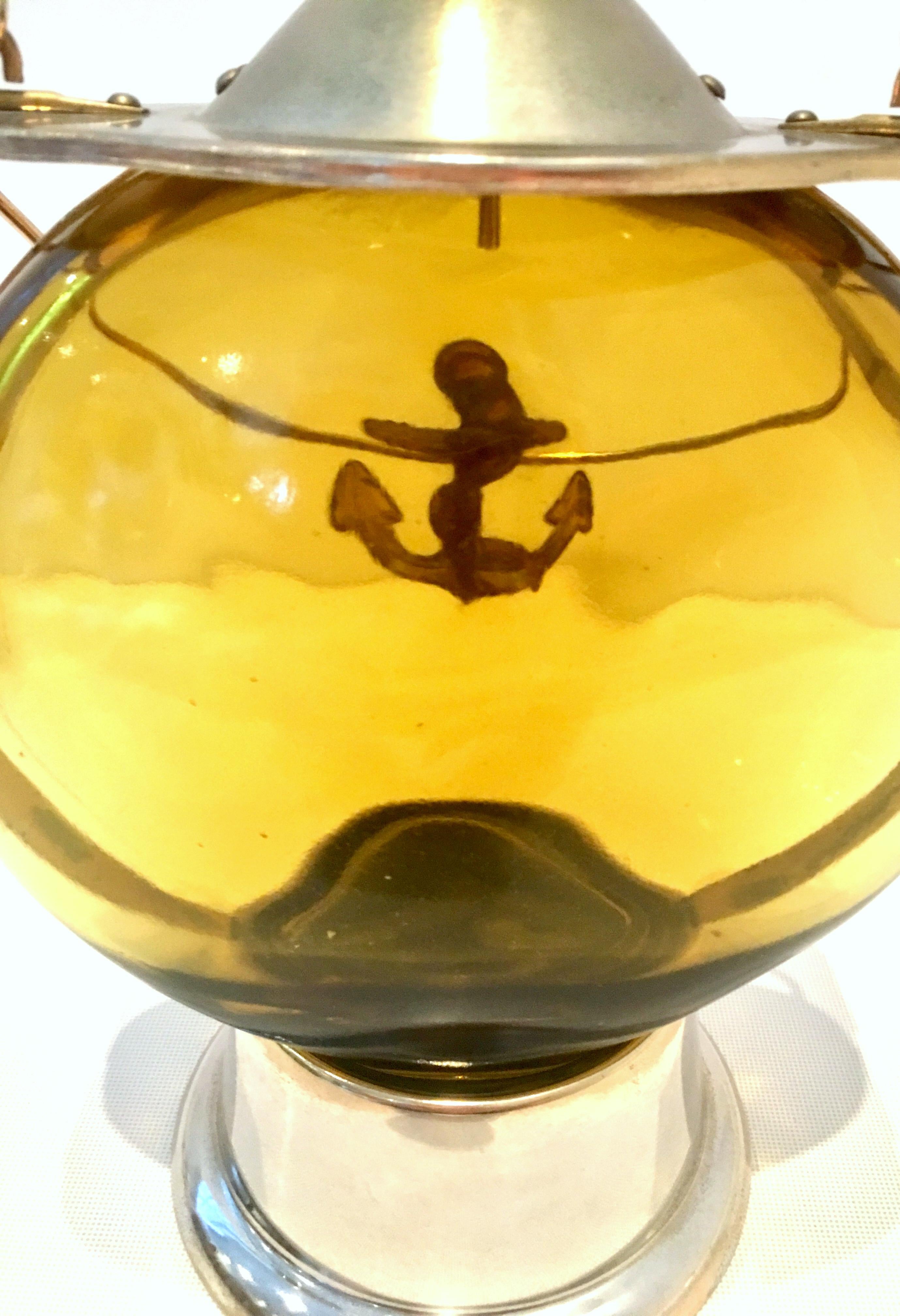 20th Century Blown Glass & Gilt Brass Nautical Musical Drinks, S/10 3