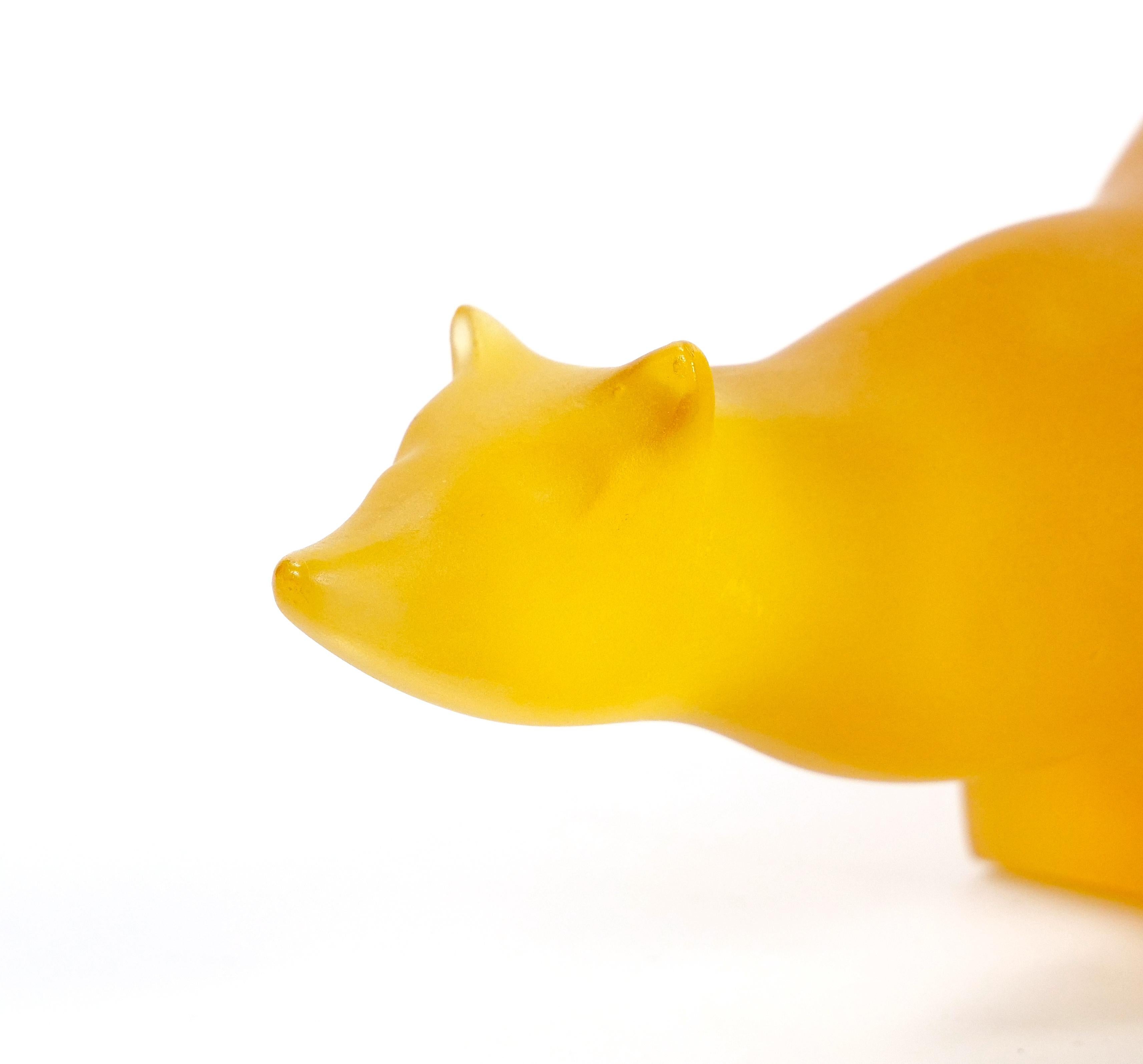 Composition Mid 20th Century Amber/ Orange Decorative Sculpture Of A Bear For Sale
