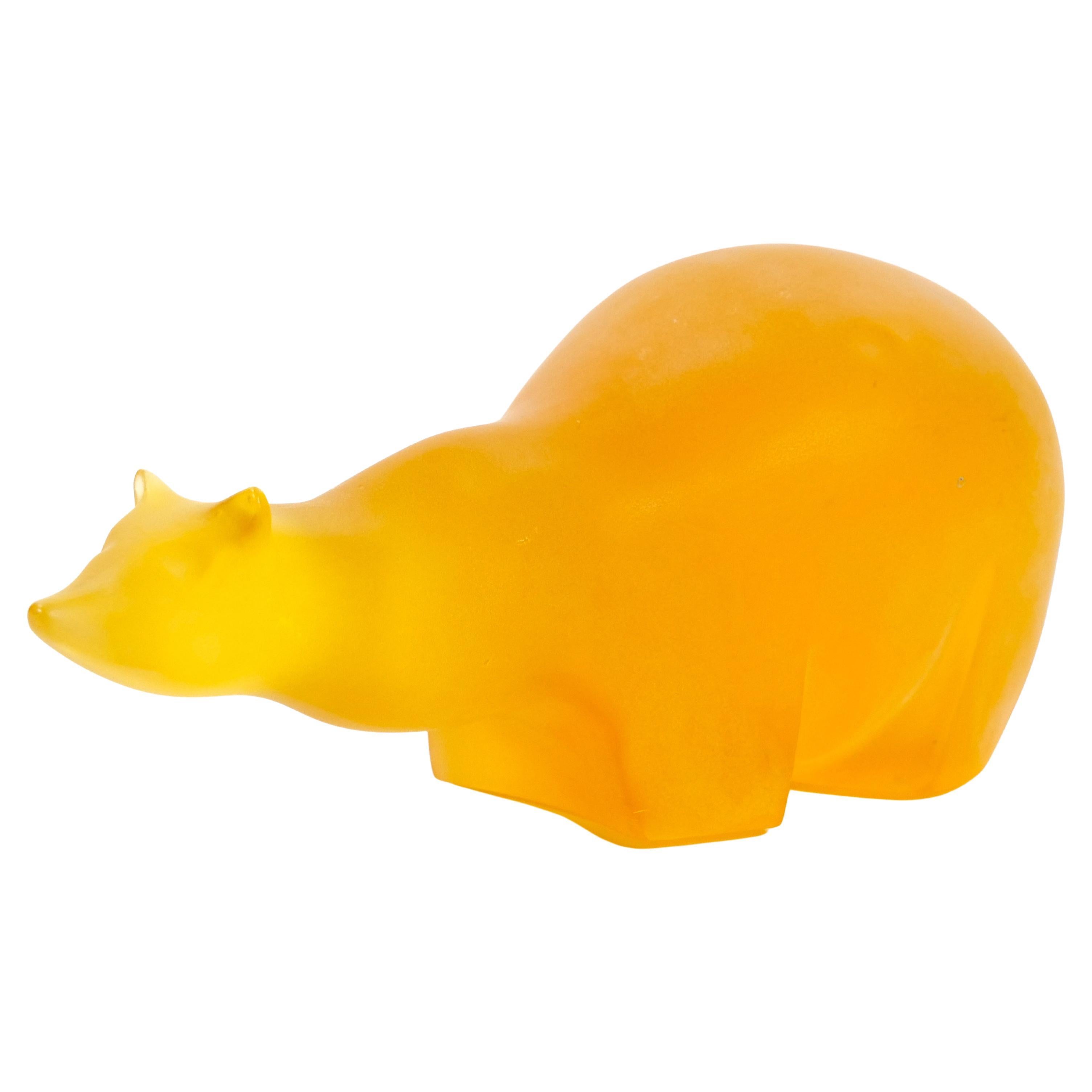 Mid 20th Century Amber/ Orange Decorative Sculpture Of A Bear For Sale