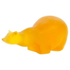 Mid 20th Century Amber/ Orange Decorative Sculpture Of A Bear