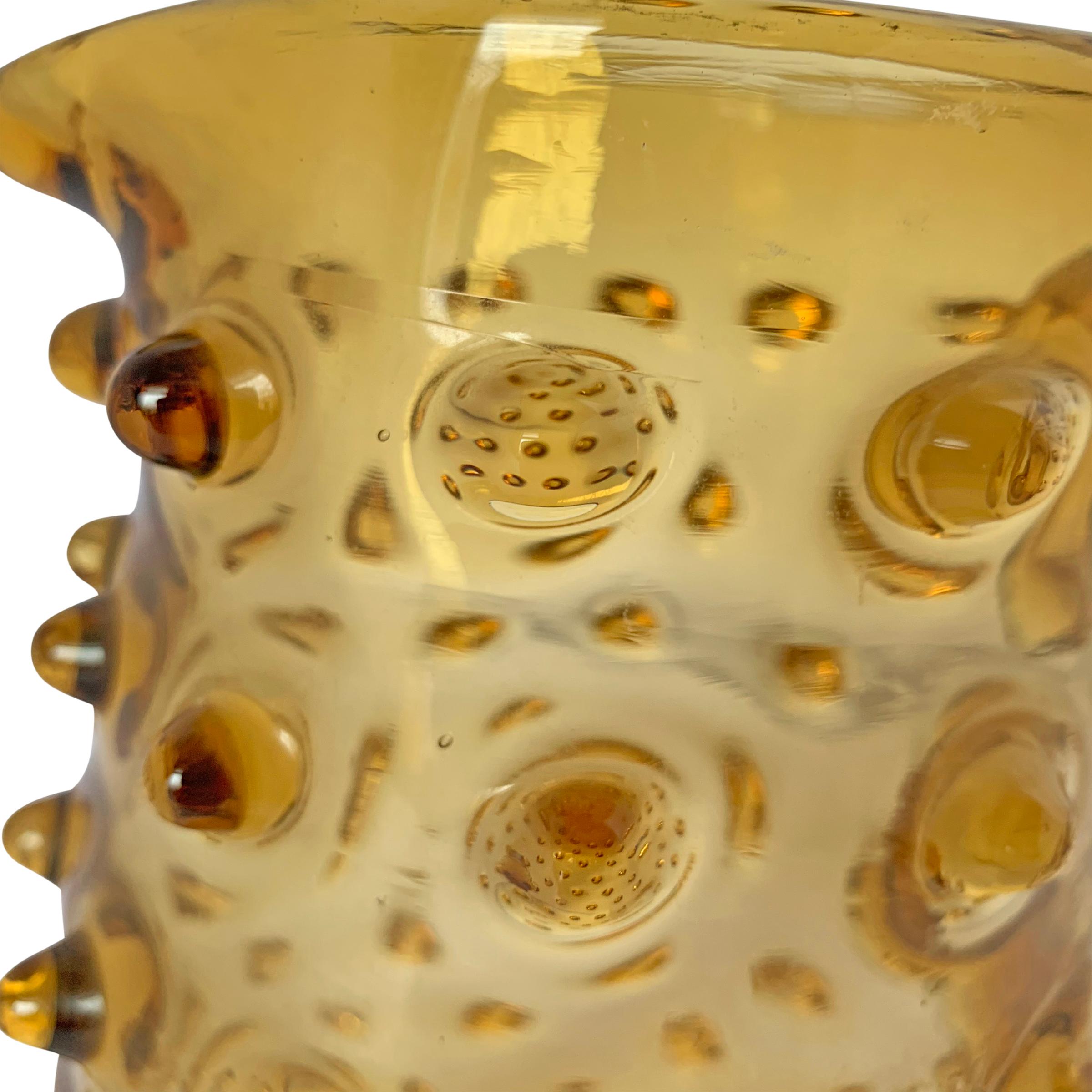 Mid-Century Modern Mid-20th Century American Amber Glass Hobnail Pitcher