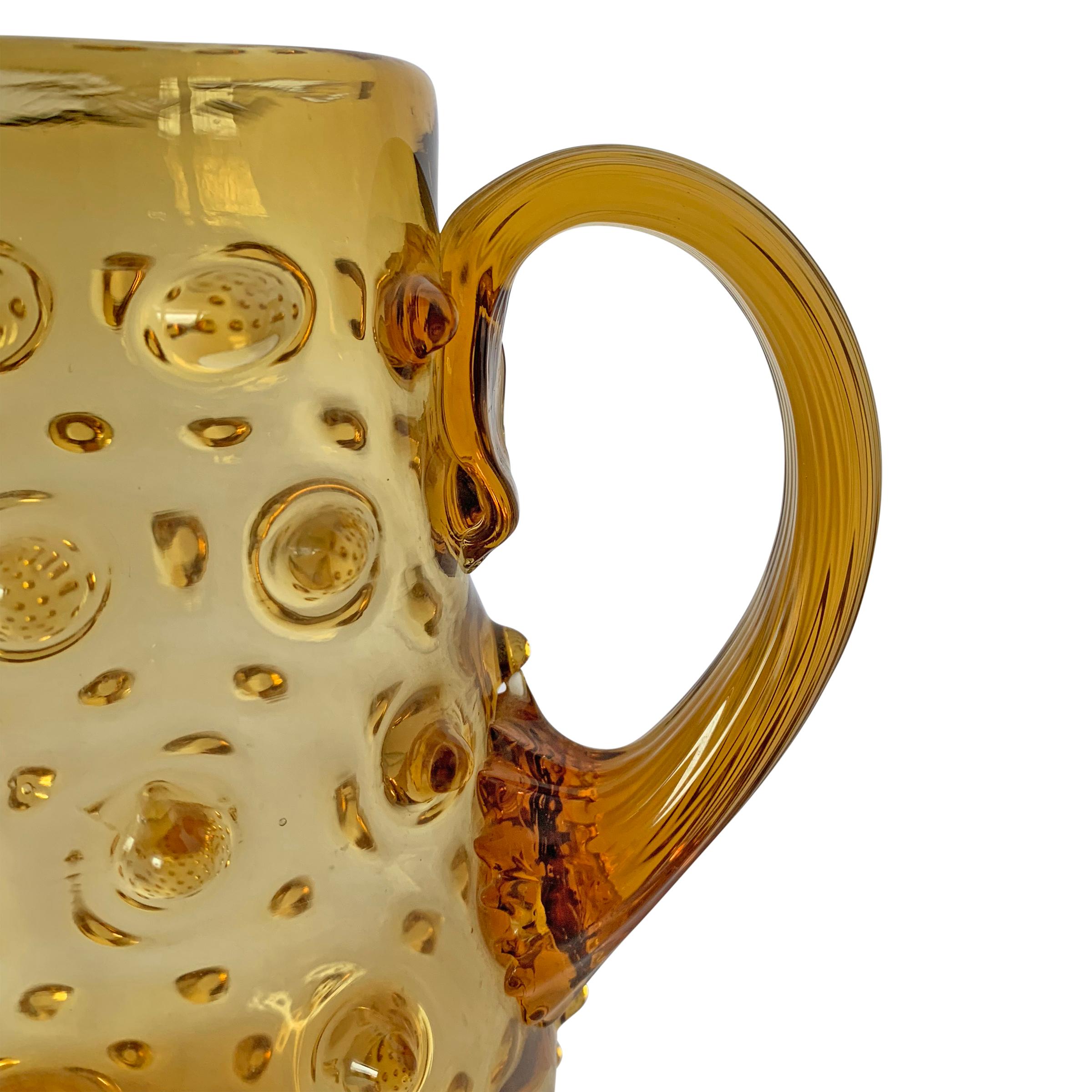 Mid-20th Century American Amber Glass Hobnail Pitcher In Good Condition In Chicago, IL