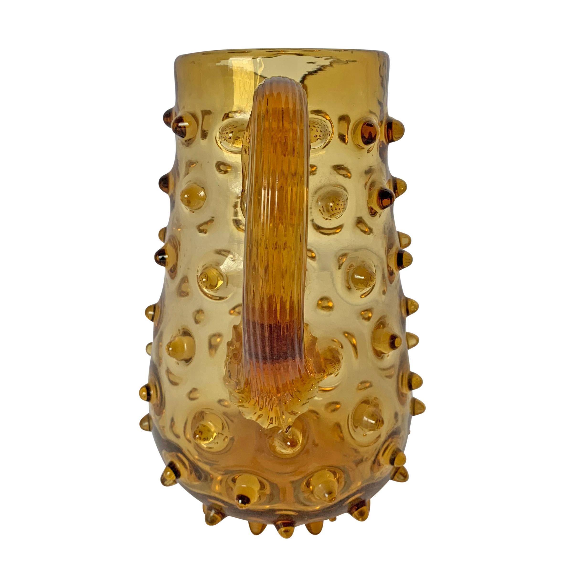 Late 20th Century Mid-20th Century American Amber Glass Hobnail Pitcher