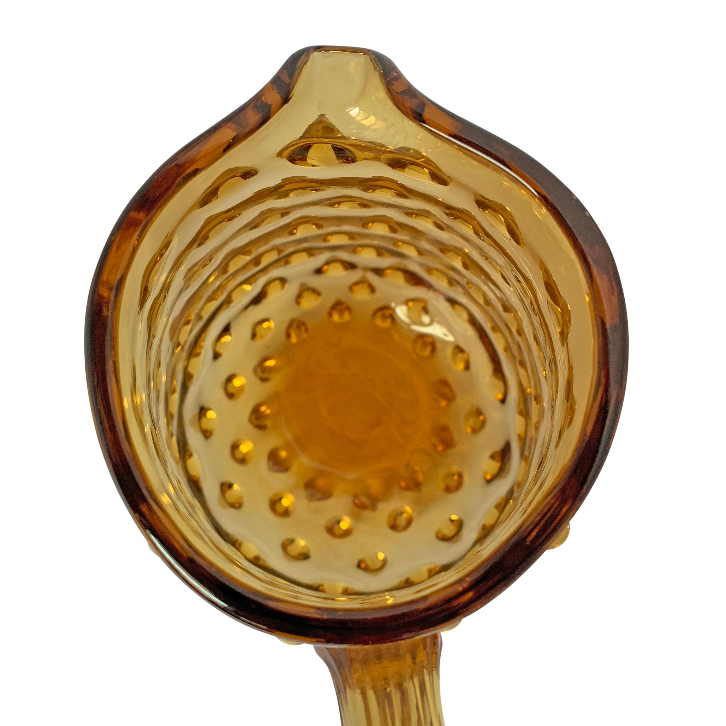 Mid-20th Century American Amber Glass Hobnail Pitcher 2