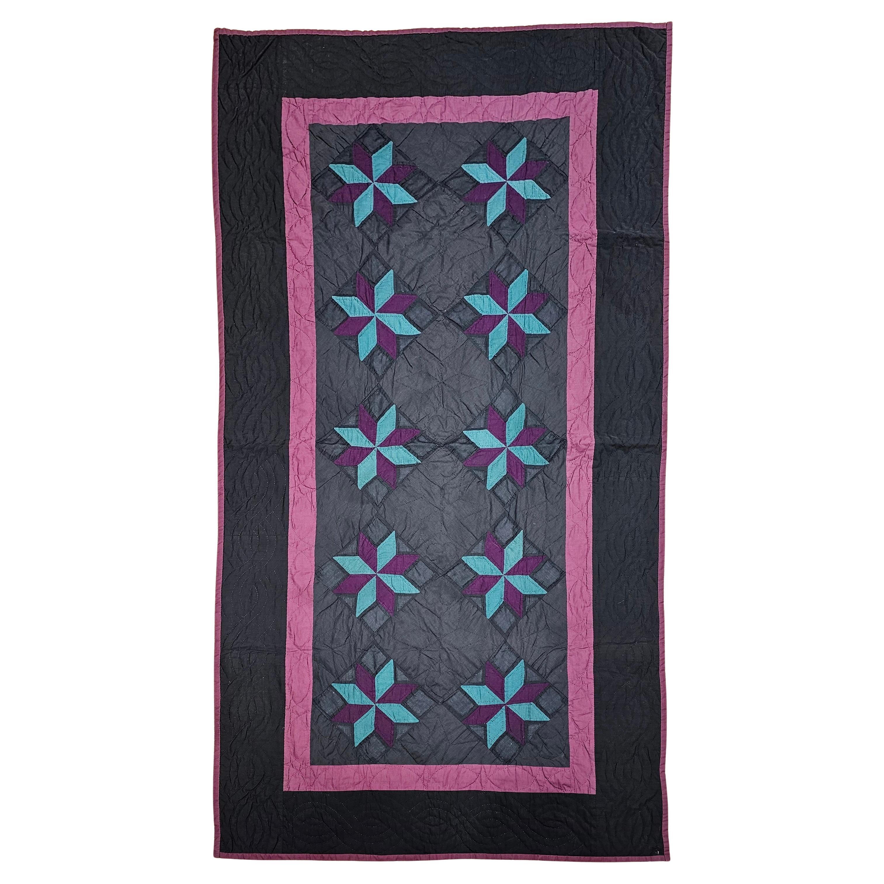 Colcha de algodón vintage Pennsylvania Amish "Lemoyne Star" cosida a mano