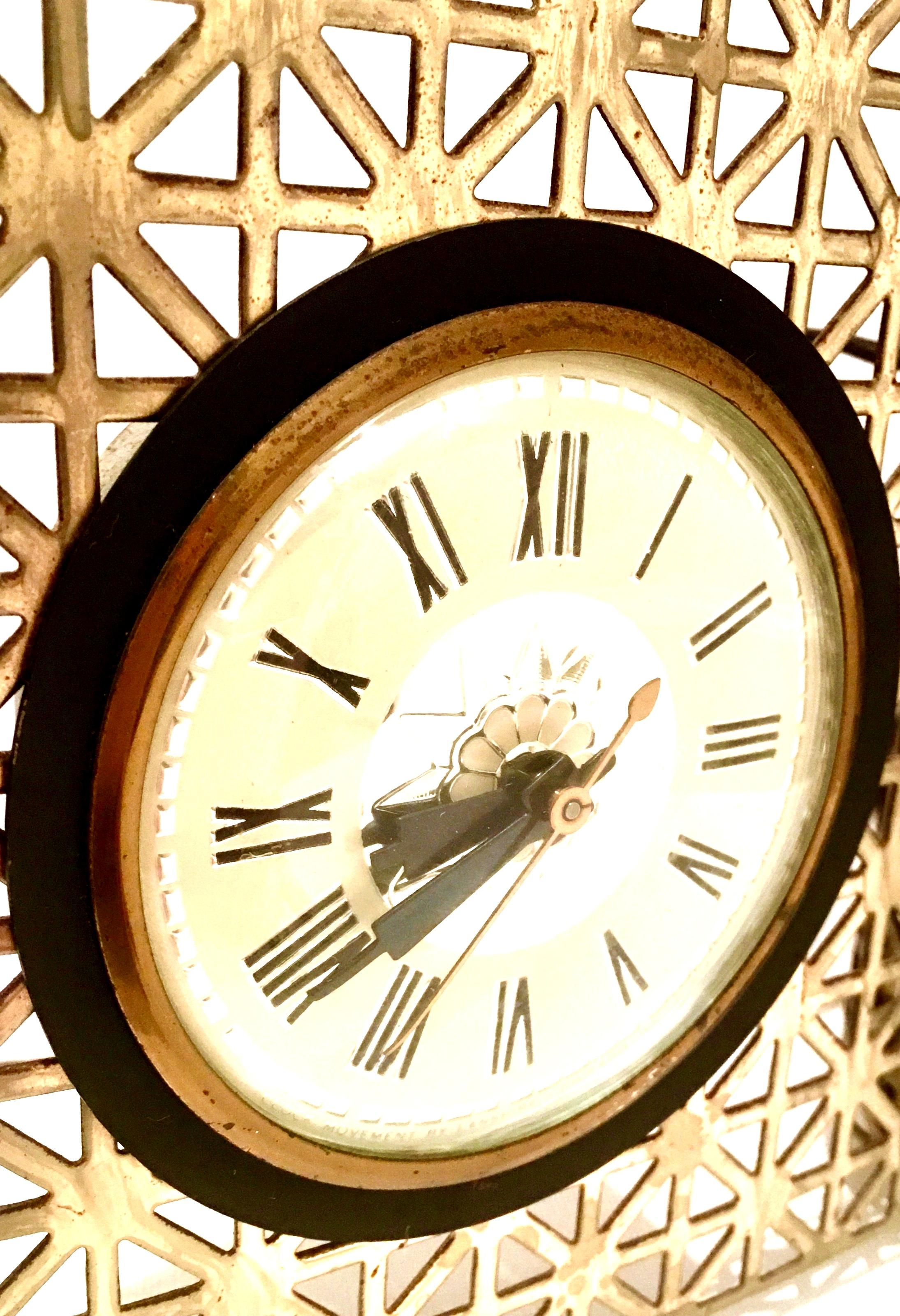 Mid-20th Century American Art Deco Gilt Brass Electrical Clock by, Bilt Rite 5
