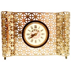Mid-20th Century American Art Deco Gilt Brass Electrical Clock by, Bilt Rite