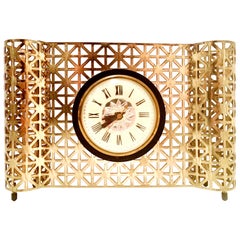 Mid-20th Century American Art Deco Gilt Brass Electrical Clock by, Bilt Rite