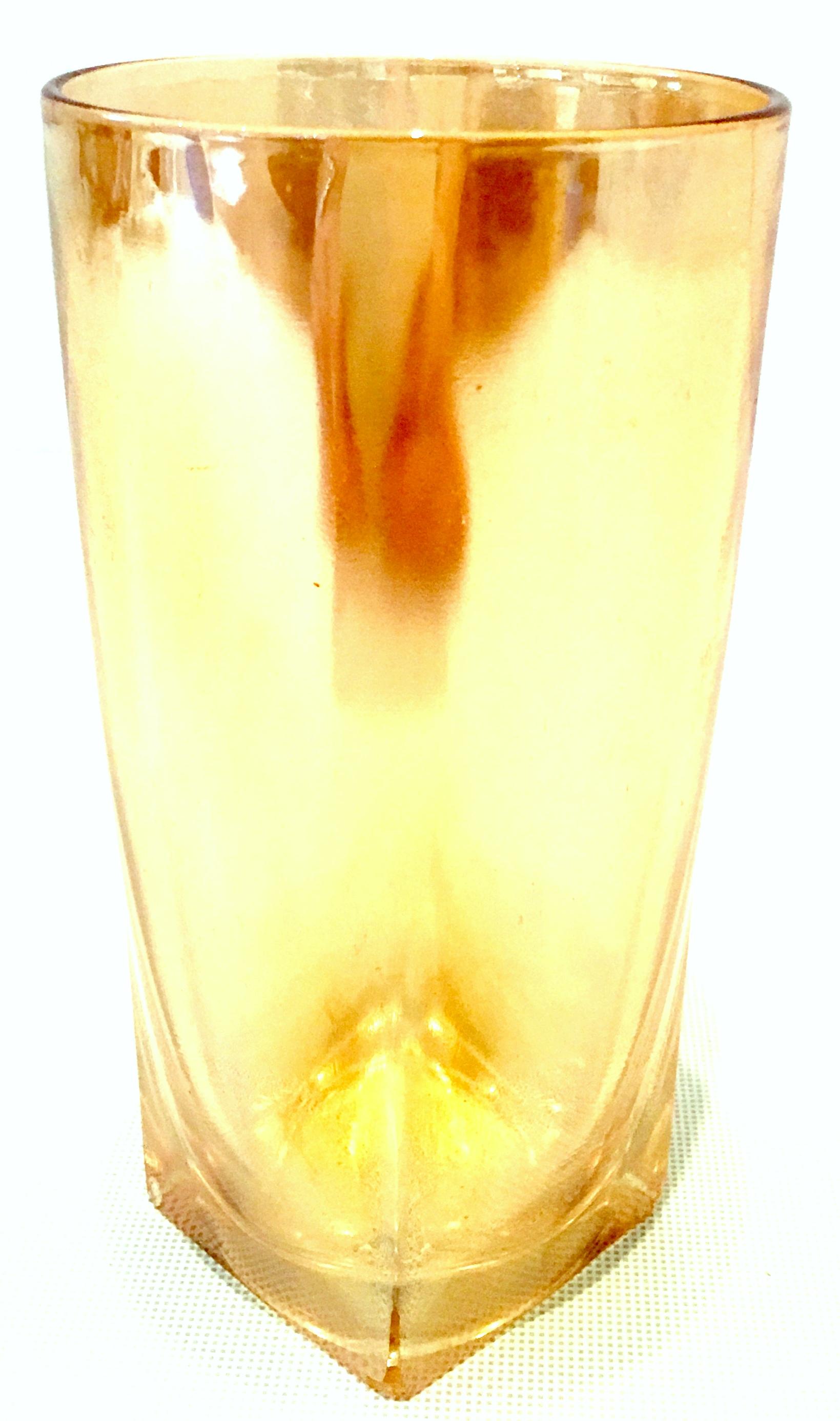 Mid-20th Century American Blown Glass Iridescent Peach Drinks Set of Six Pieces 7