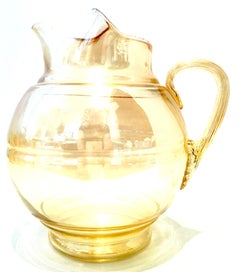 Mid-20th Century American Blown Glass Iridescent Peach Drinks Set of Six Pieces