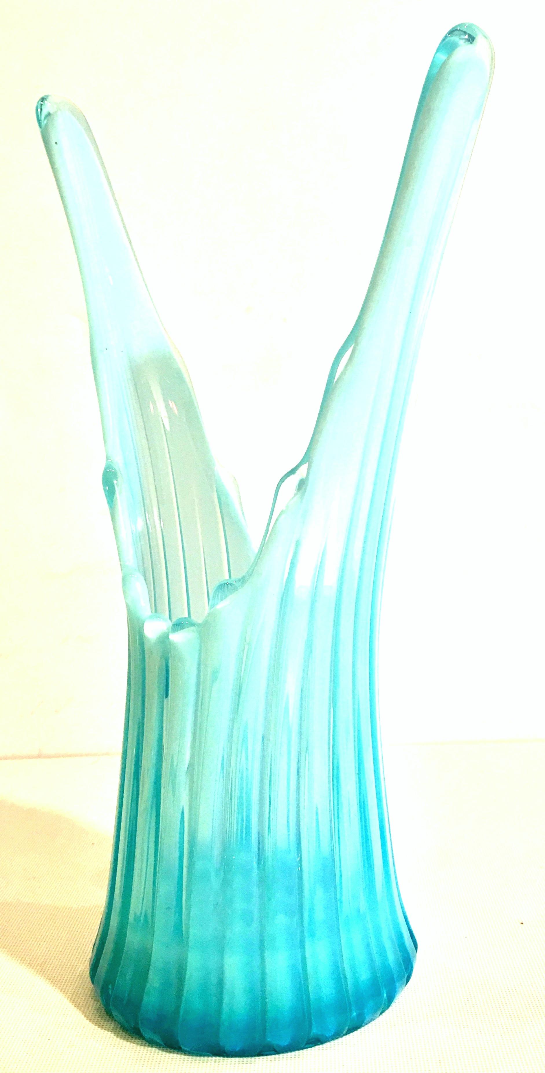 Mid-20th Century American Blown Glass Ribbed Slag Vase For Sale 2